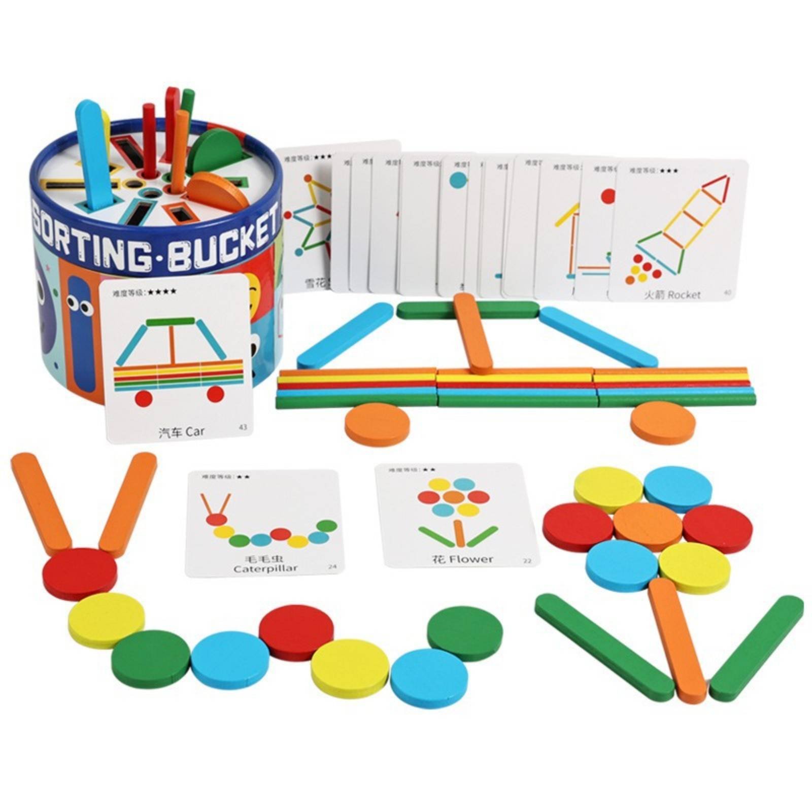 Problem-Solving Skills Wood Stick Brain Teaser Toy Educational Early Learning Color Brain Teaser Hand-Eye Coordination Color Sorting Wooden Toy Child-Centered for Children, Toddlers, Home, Classroom, Preschool