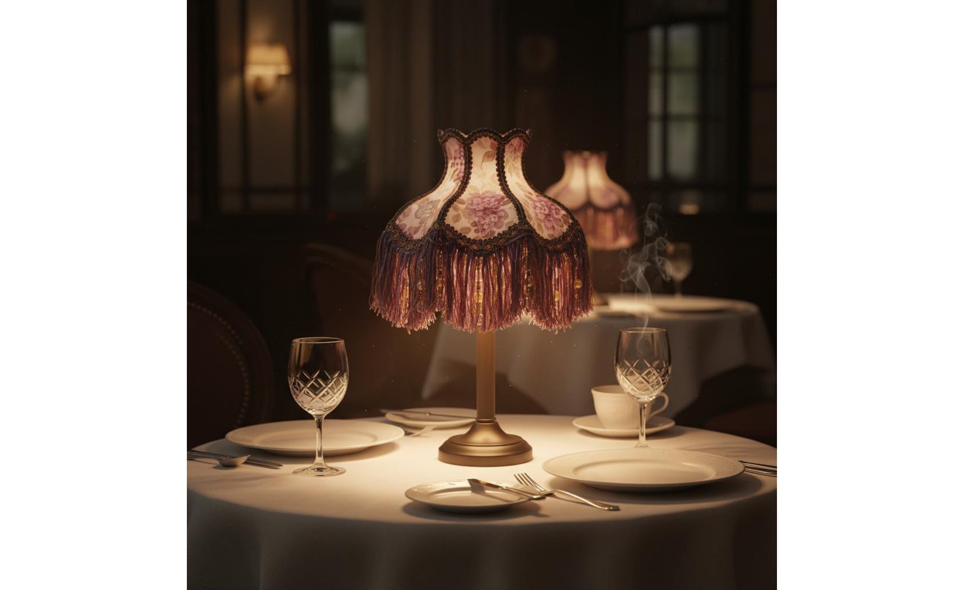 Violet Floral Tassel Lampshade Ornate Beaded Fringe Lamp Shade for Restaurant