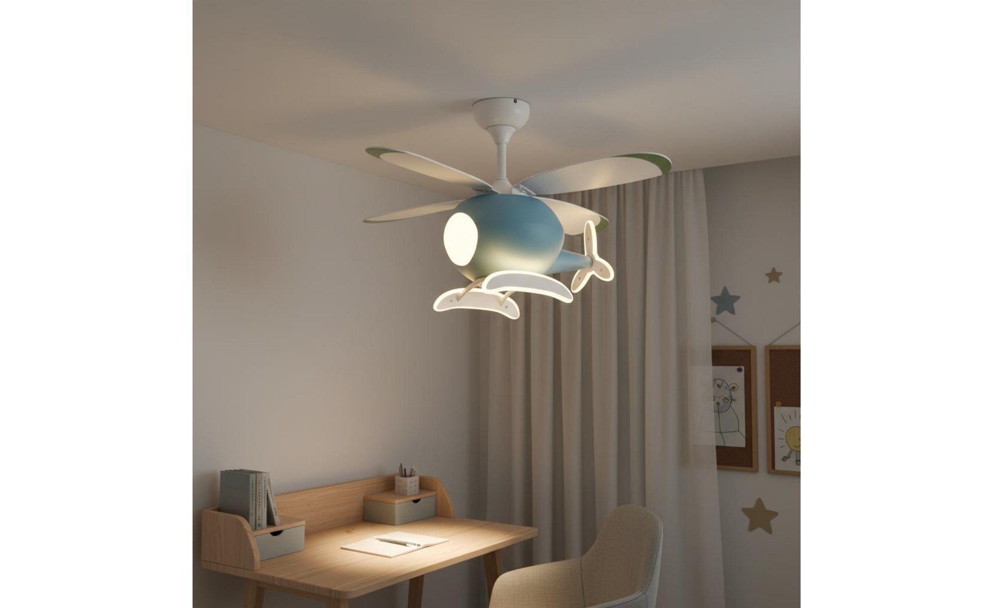 Kids Ceiling Fan Light Strong Air Circulation Airplane Ceiling Fan Two-in-Single