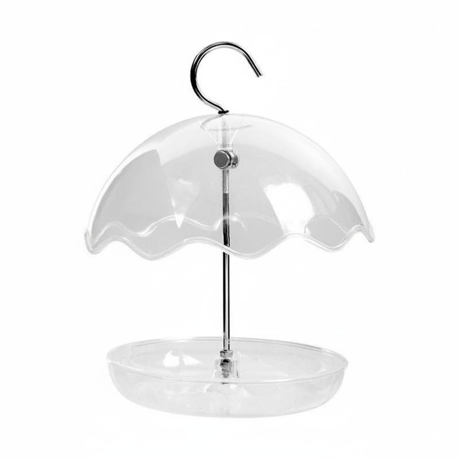 Hanging Bird Feeder Transparent Bird Feeder with Arched Cover Easy-to-Clean Hanging Metal Tray for Garden, Patio