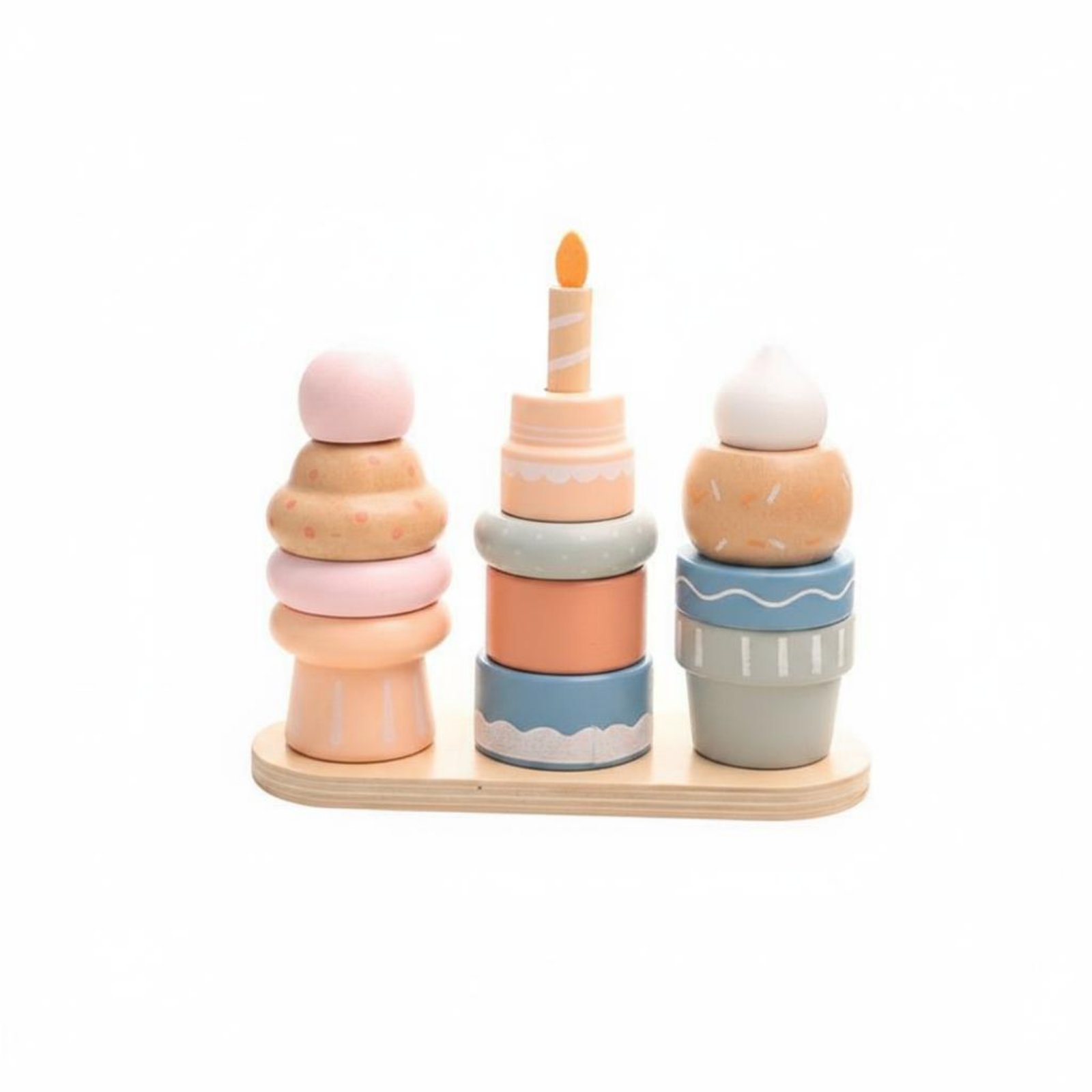 Fine Movement Skills Wooden Dessert Stacker Early Learning Ice Cream Stacking Toy Colorful Wooden Stacking Game Safe Materials for Toddlers, Preschoolers, Kids, Home, Nursery, Preschool