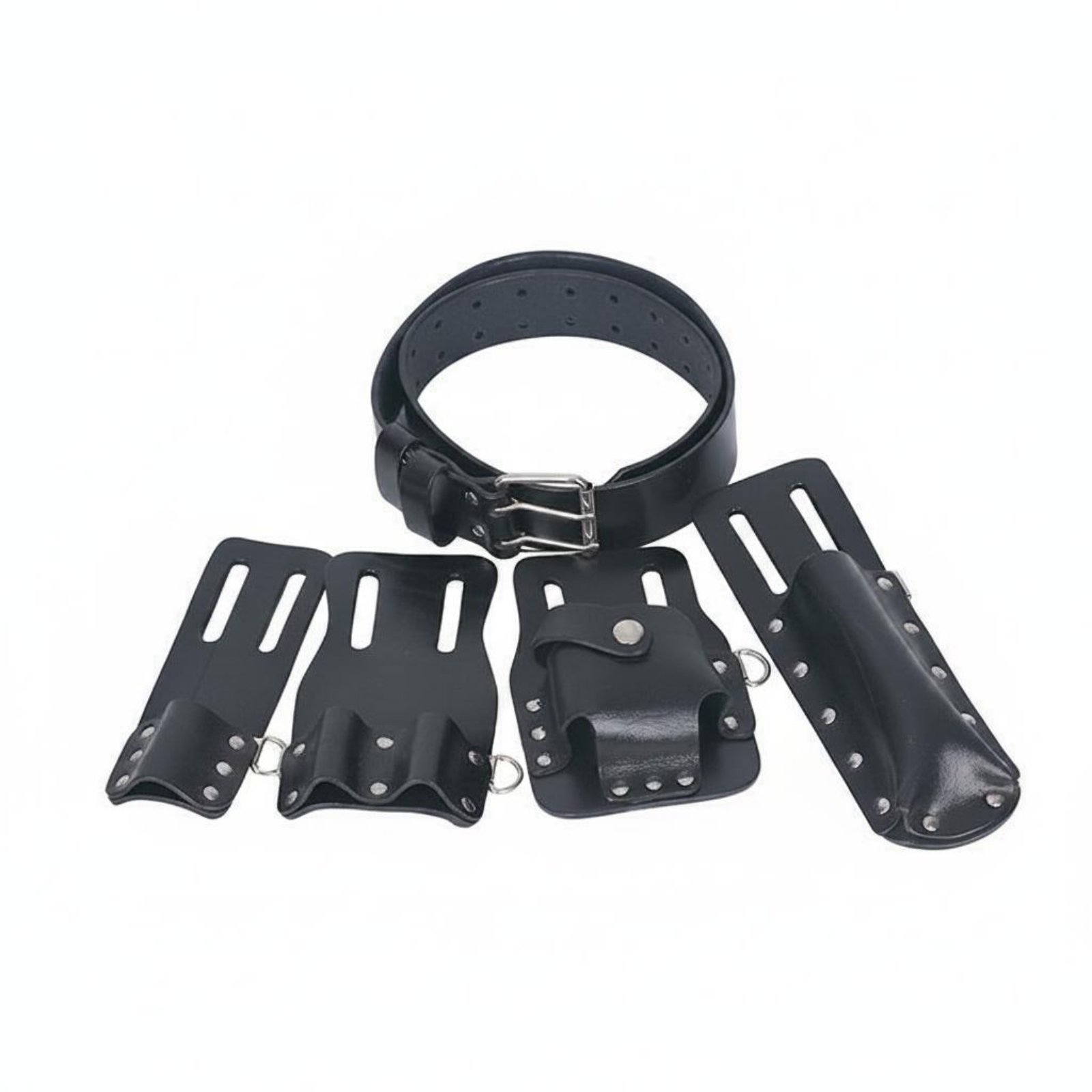 Multi-Pocket Leather Tool Pouch Set Heavy Duty Electrician Tool Pouch Riveted Electrician Belt Bag Long-Lasting Stitching for Electricians, Construction Workers, Worksite