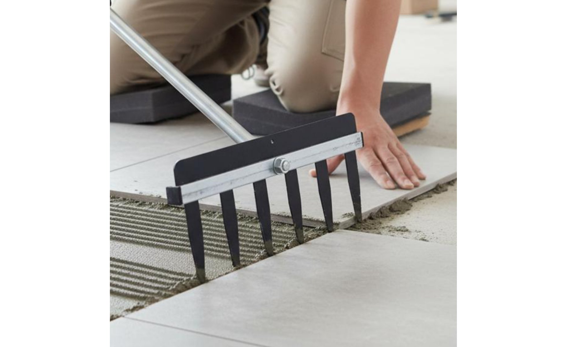 Floor Tile Mortar Rake Detachable Adjustable Tile Rake Sturdy Welds