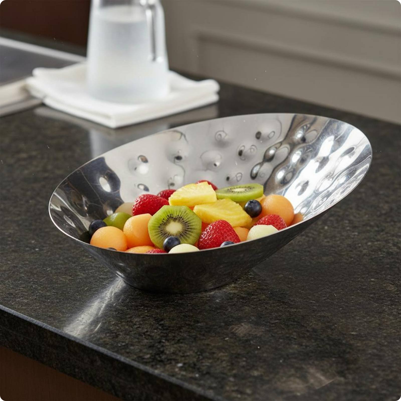 Slanted Fruit Bowl Elegant Design Tableware Shiny Finish for Restaurant, Hotel
