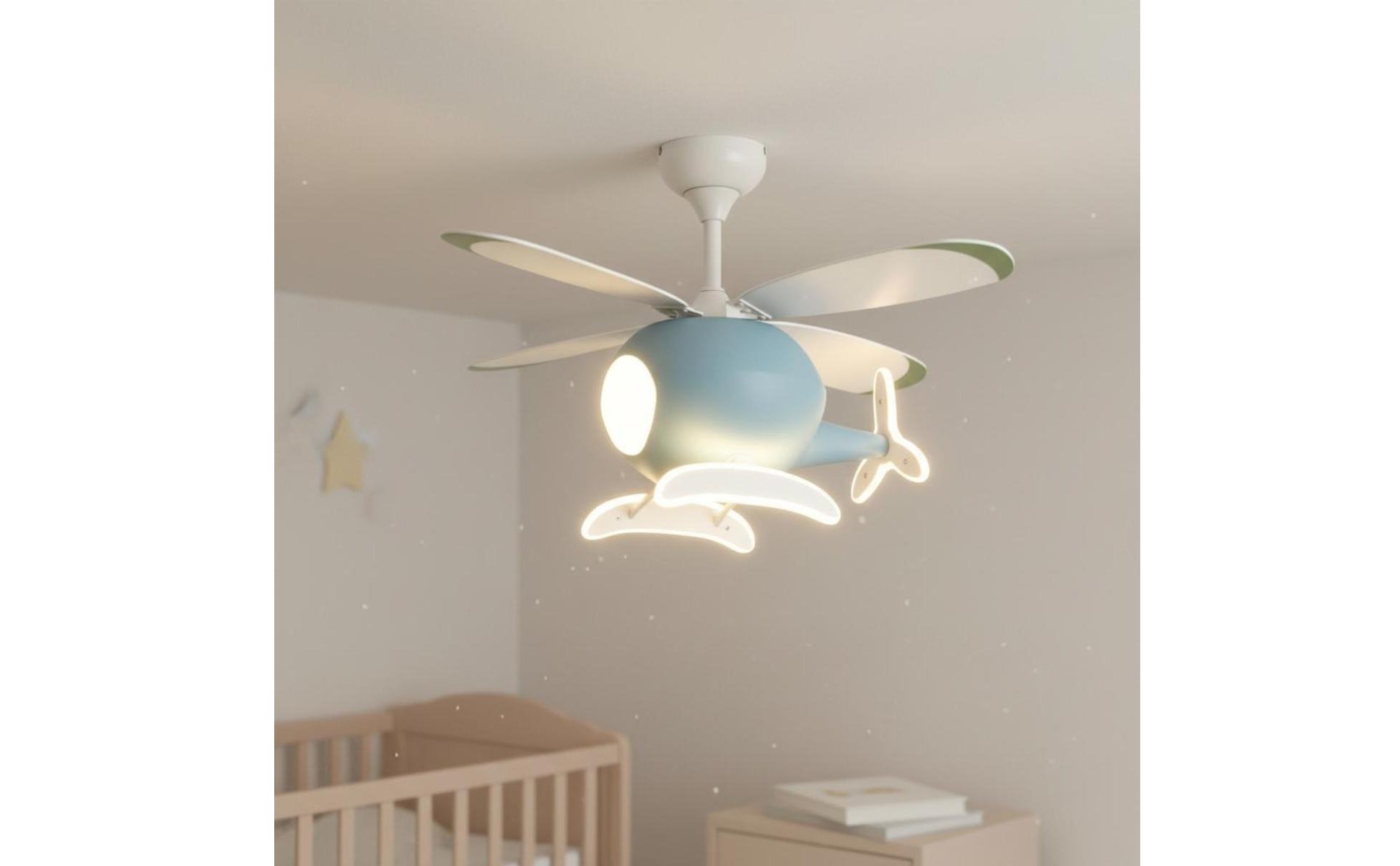 Kids Ceiling Fan Light Strong Air Circulation Airplane Ceiling Fan Two-in-Single