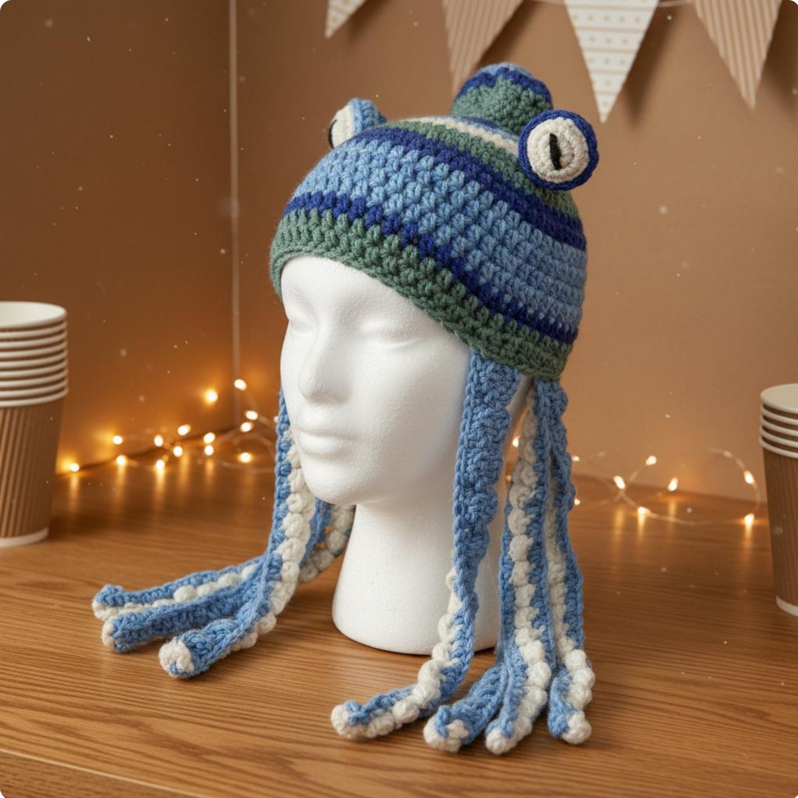 Kraken Mütze mit Tentakeln handgefertigt Krake Mütze warm und bequem