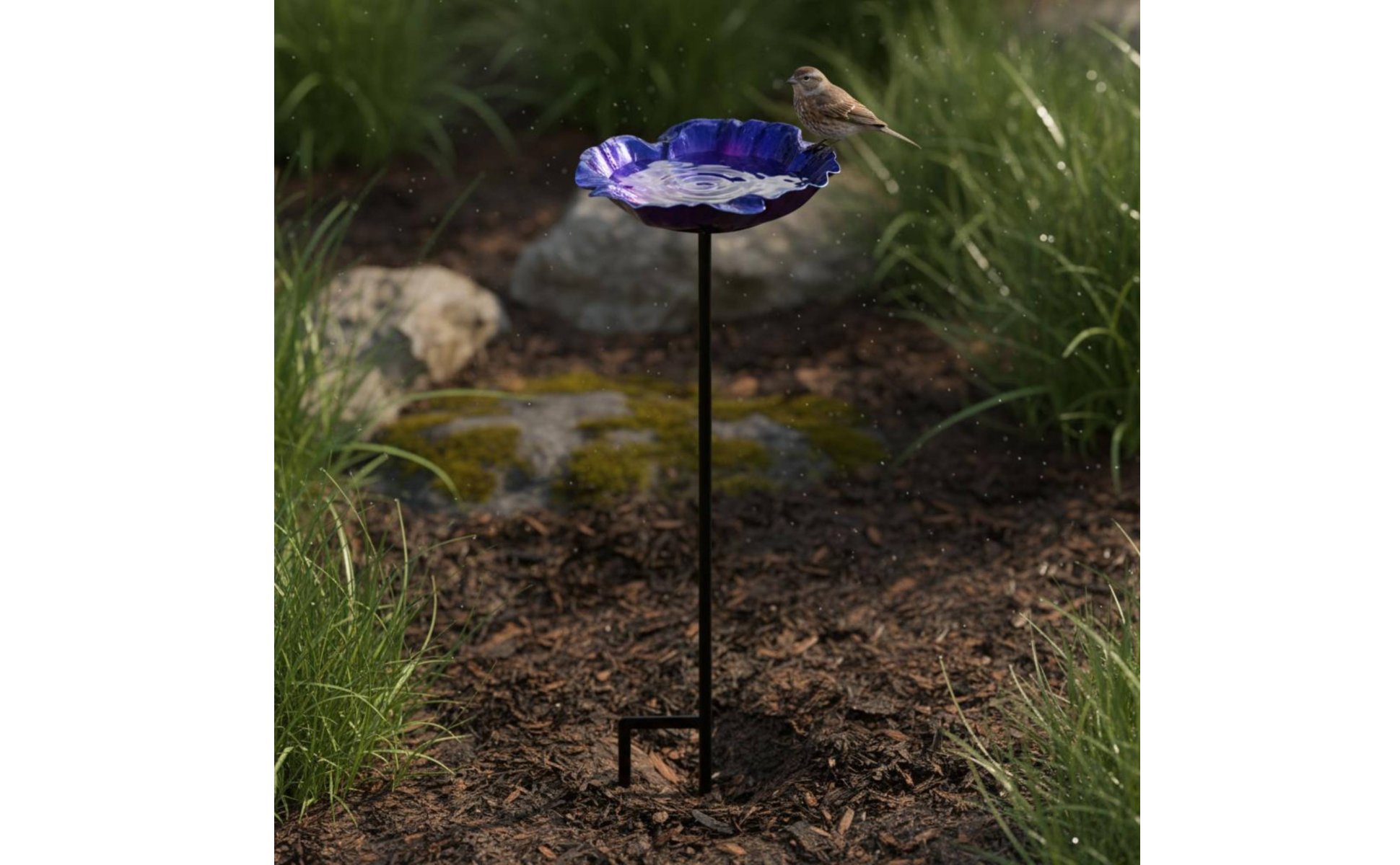 Bird Waterer Handmade Metal Flower Bird Bath Easy to Place for Backyard, Outdoor