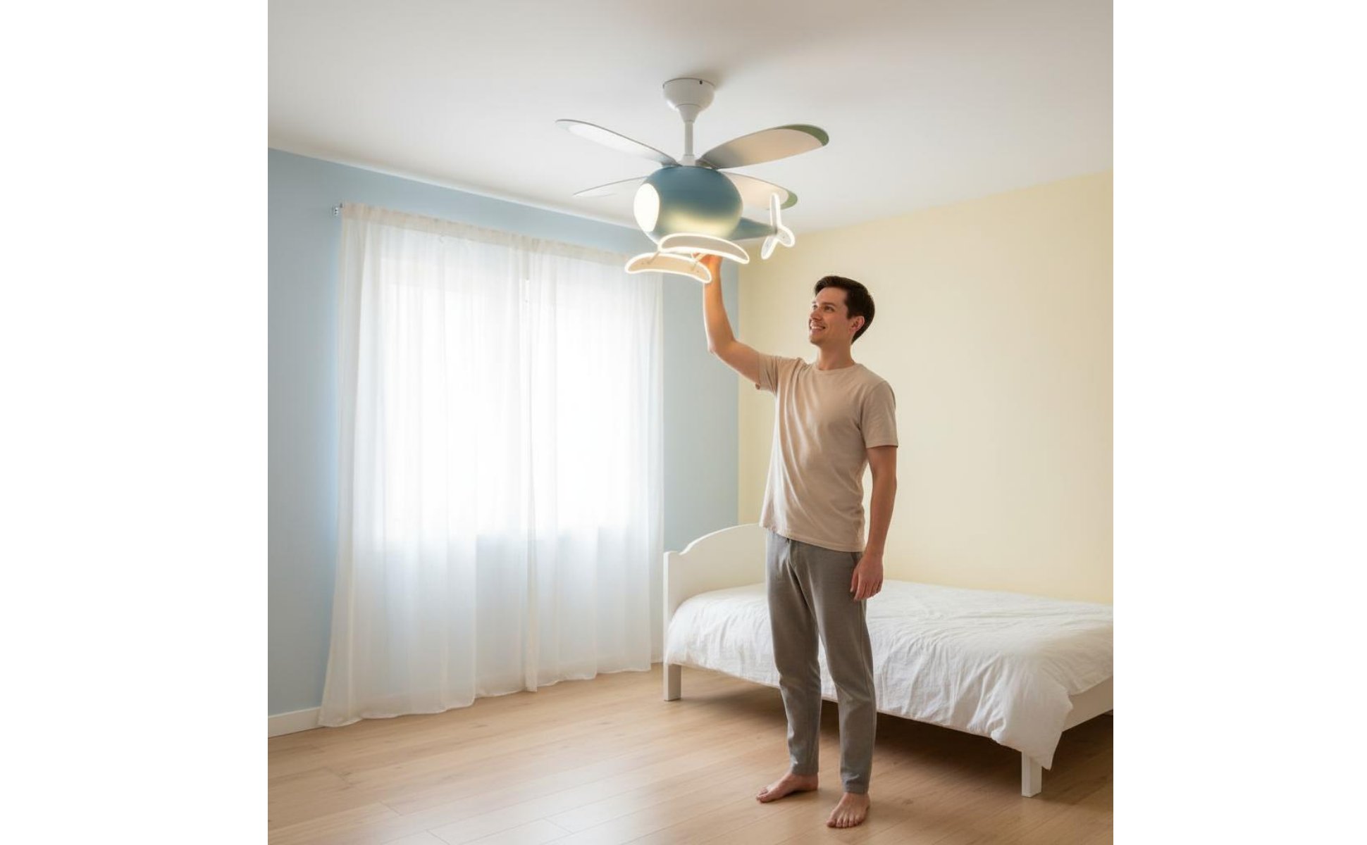 Kids Ceiling Fan Light Strong Air Circulation Airplane Ceiling Fan Two-in-Single