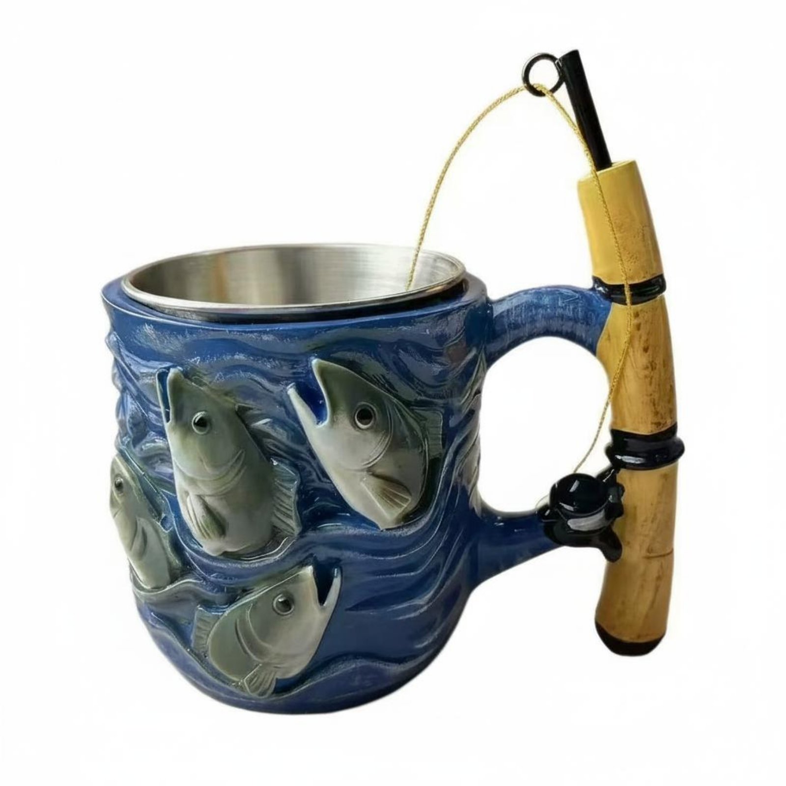 Collectible Keepsake Fishing Mug Easy to Clean Fishing Rod Handle Mug Hot and Cold Drinks Drinkware Scratch-Resistant for Gift