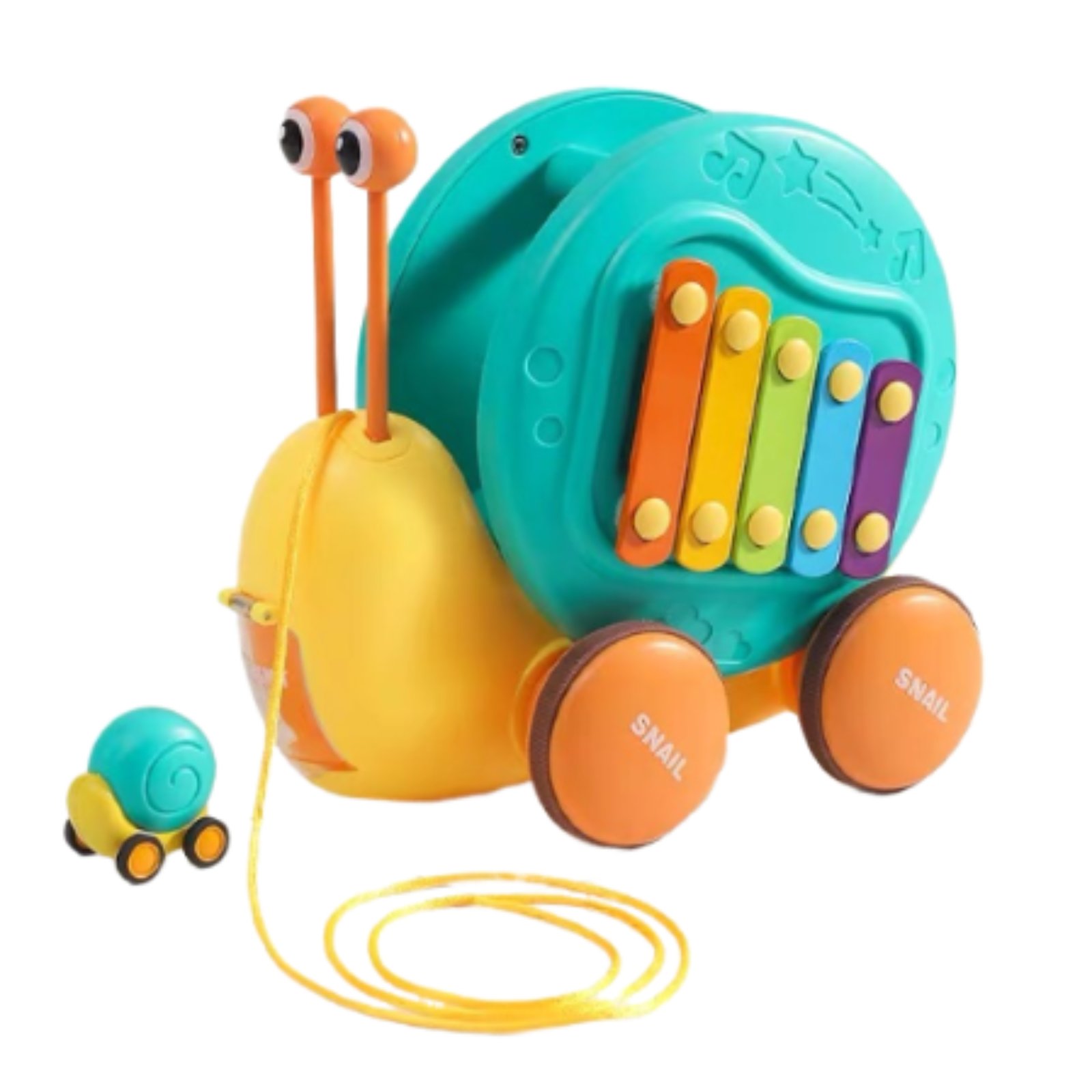 Early Learning Pull Along Snail Movement Skills Snail Pull Toy Coordination Music Play for Toddlers, Babies