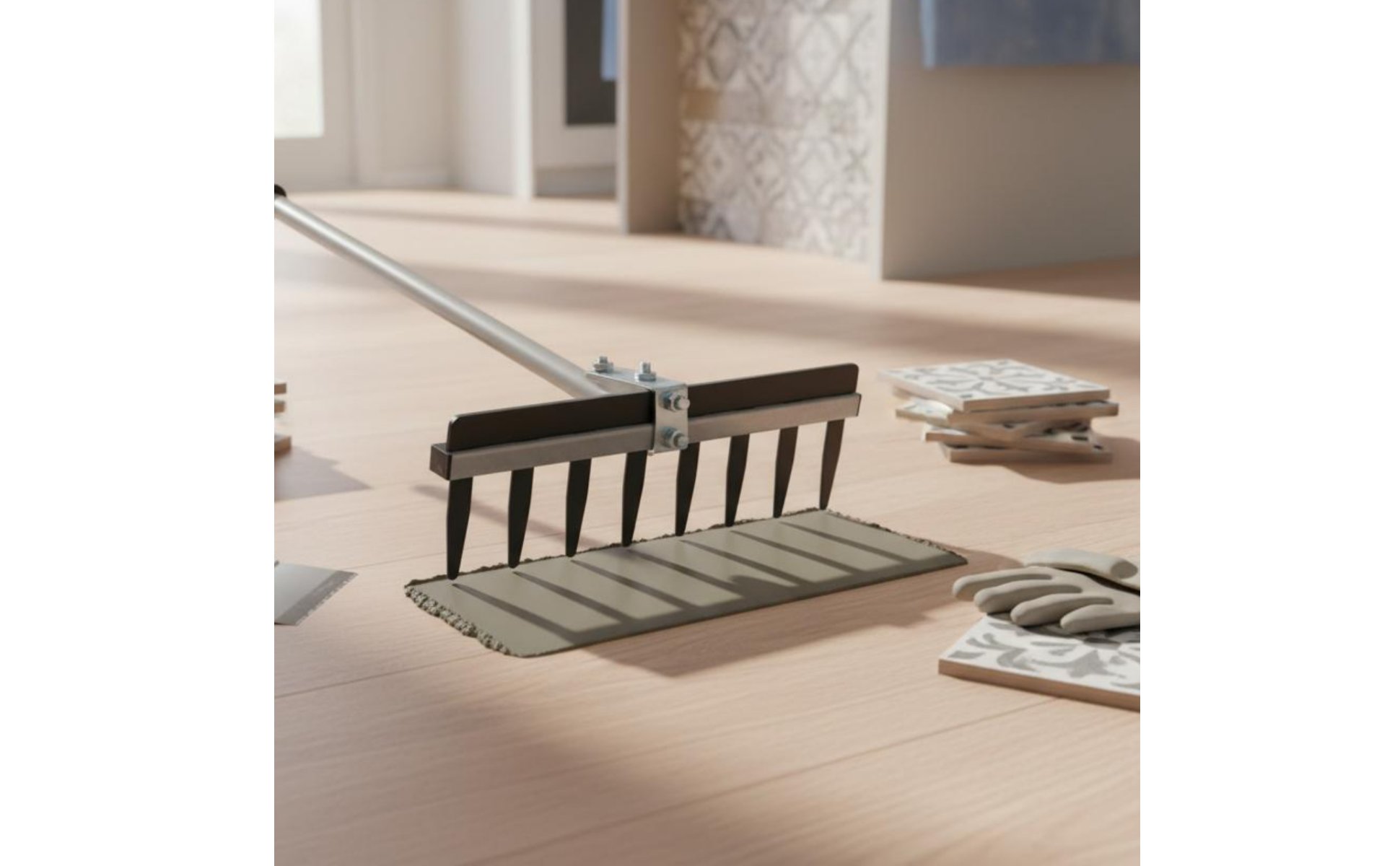Floor Tile Mortar Rake Detachable Adjustable Tile Rake Sturdy Welds
