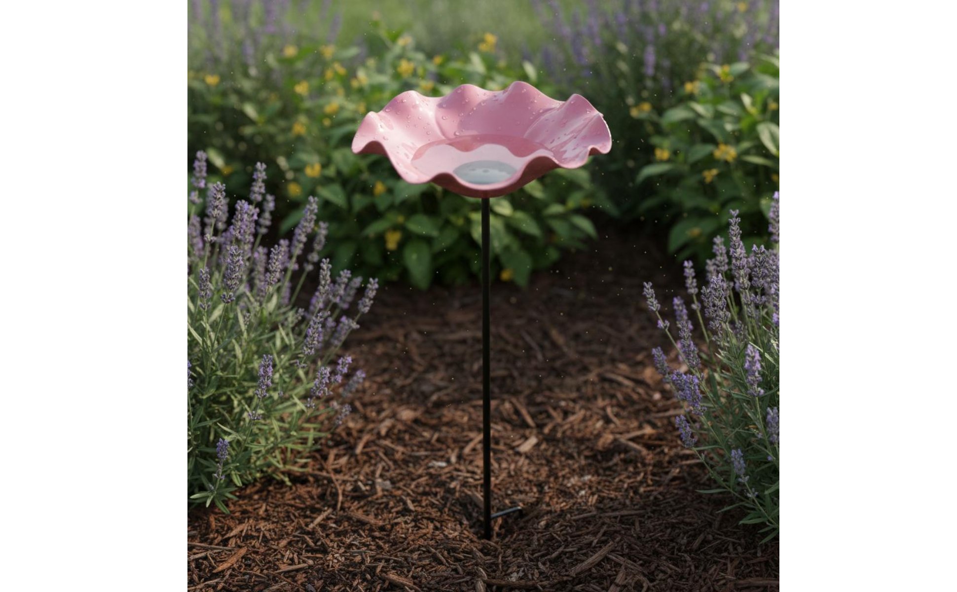 Bird Waterer Handmade Metal Flower Bird Bath Easy to Place for Backyard, Outdoor