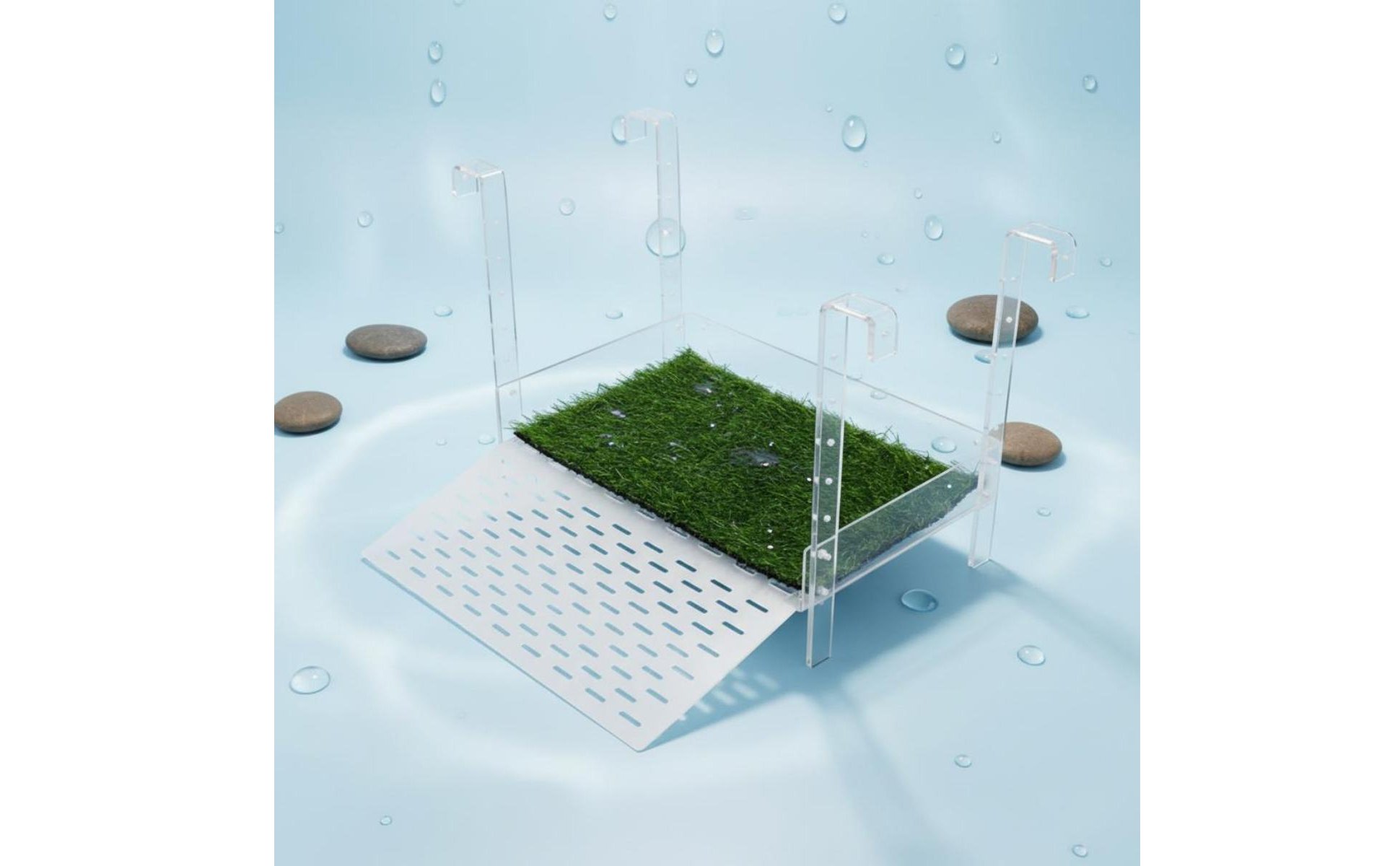 Adjustable Turtle Climbing Dock Non-Slip Turf Acrylic Turtle Basking Platform