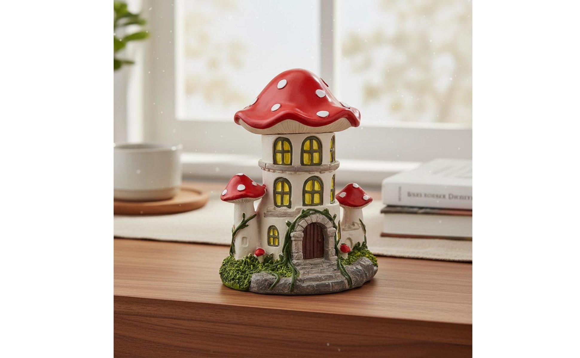 Toadstool House Figurine Cute Resin Toadstool Figurine Colorful for Garden