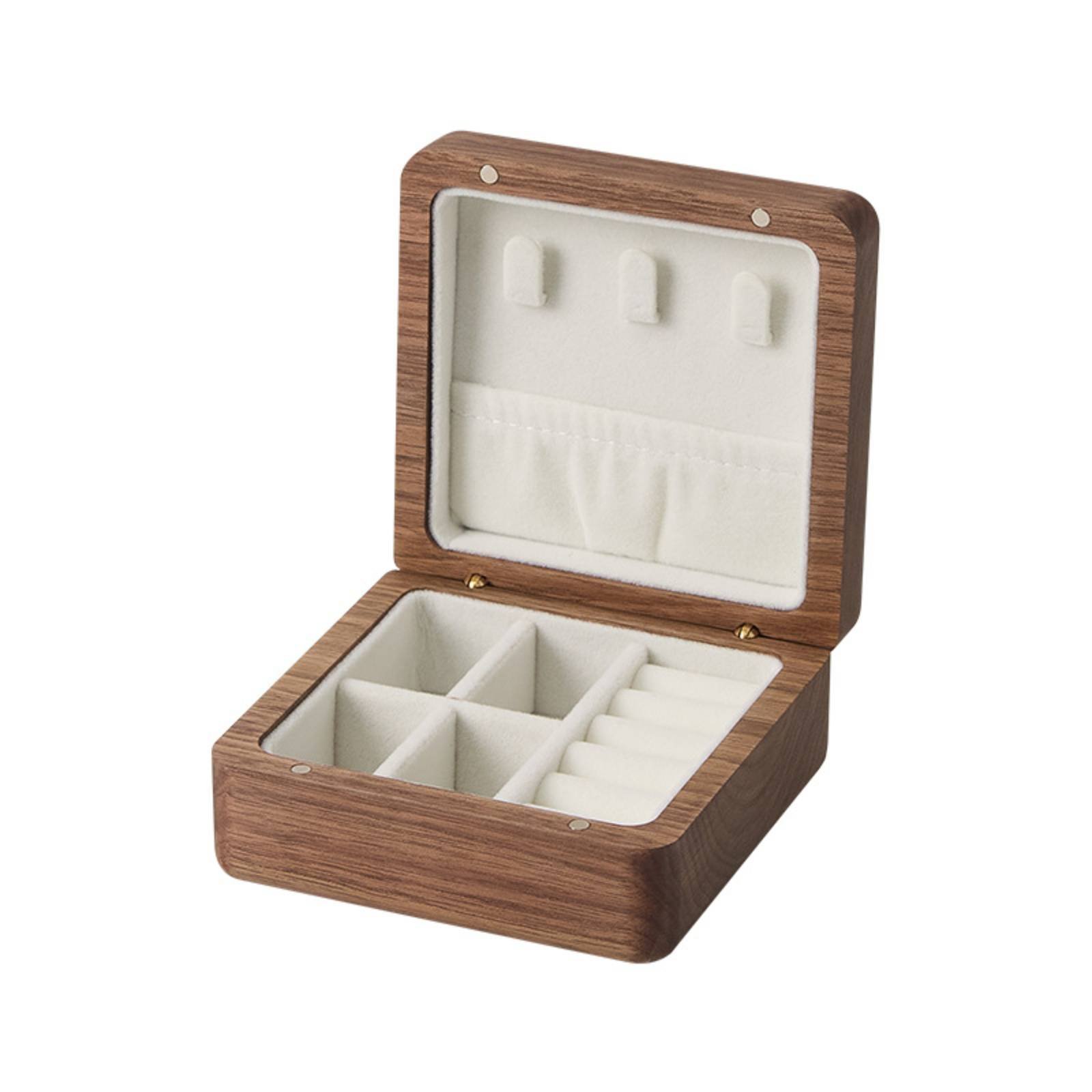 Walnut Jewelry Box Giftable Wood Jewelry Box Velvet Velvet-Lined