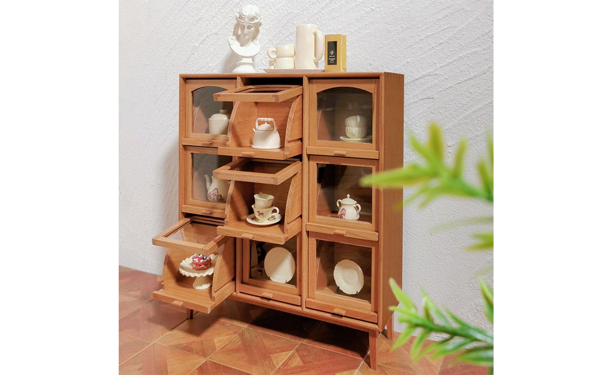 Meuble de Rangement Miniature Design Esthétique Rustique pour Scène Miniature