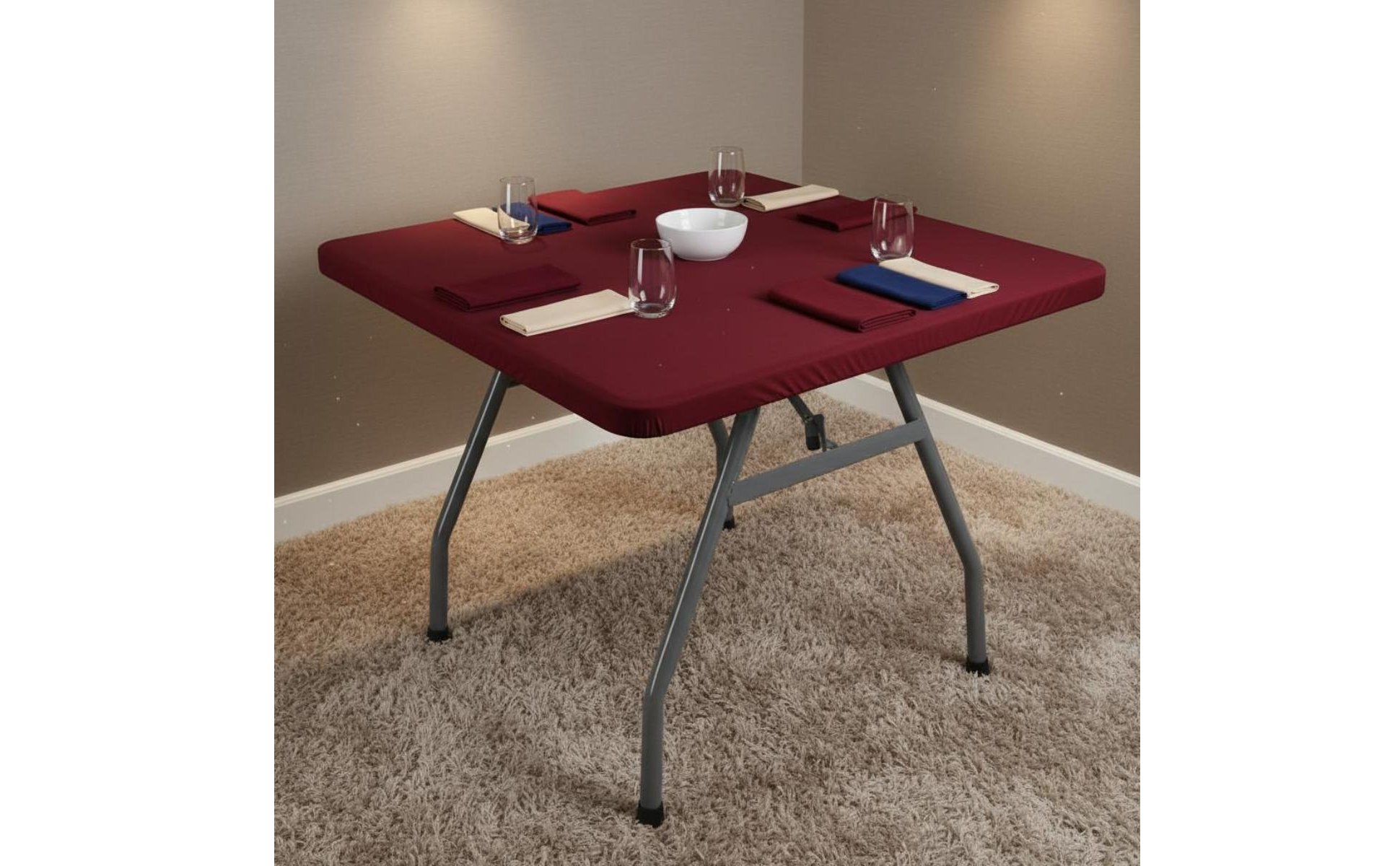 Quadratische Spanntischdecke leicht zu reinigen stretch Tischhusse quadratisch