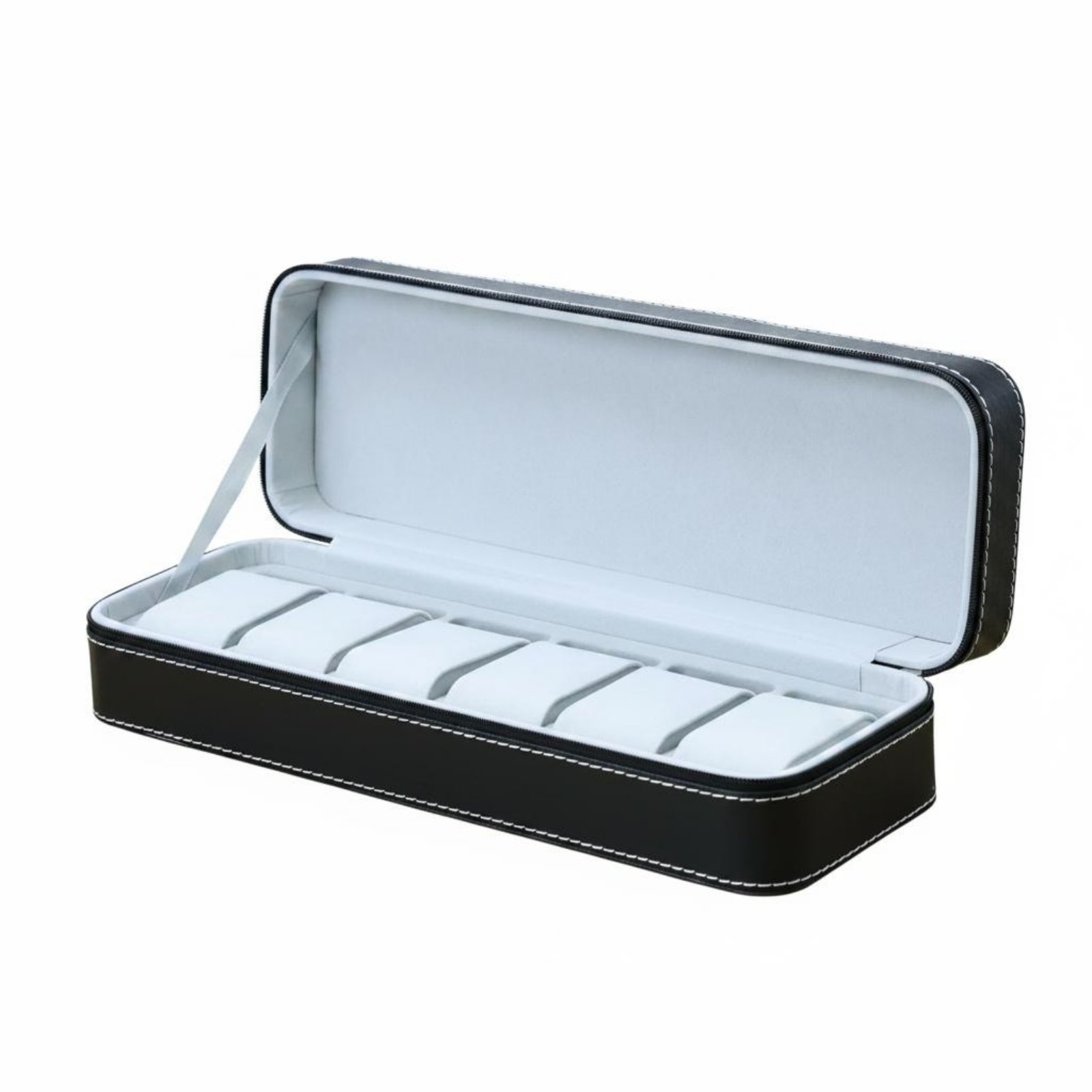 Zippered Closure PU Leather Watch Box Easy to Carry Watch Organizer Box for Travel