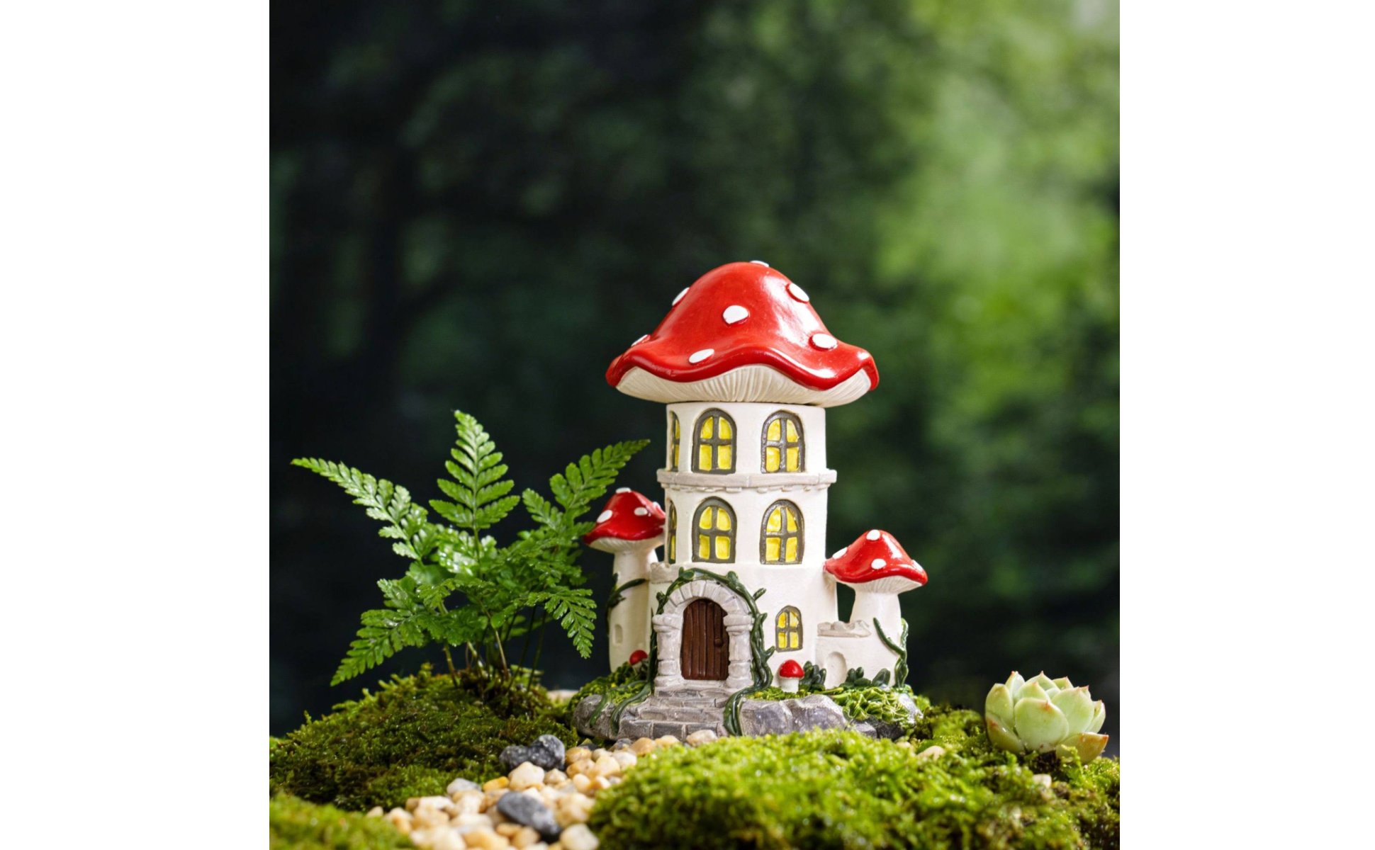Toadstool House Figurine Cute Resin Toadstool Figurine Colorful for Garden