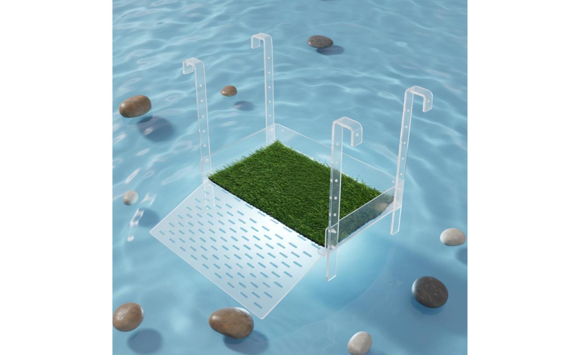 Adjustable Turtle Climbing Dock Non-Slip Turf Acrylic Turtle Basking Platform