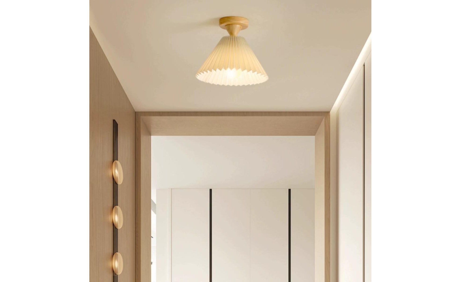 Semi-Flush Mount Light Nordic Design Pleated Ceiling Light for Bedroom, Hallway