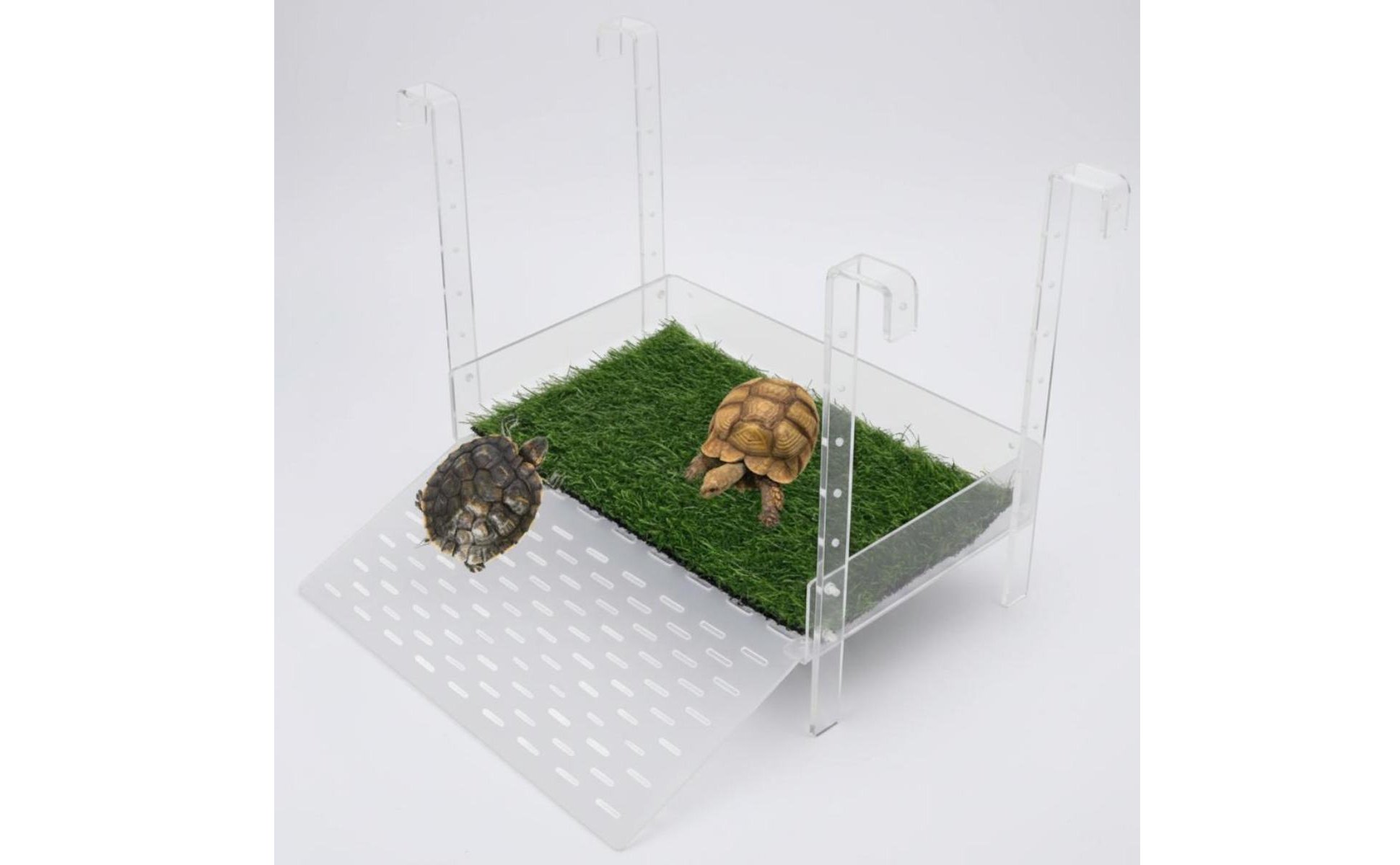 Adjustable Turtle Climbing Dock Non-Slip Turf Acrylic Turtle Basking Platform