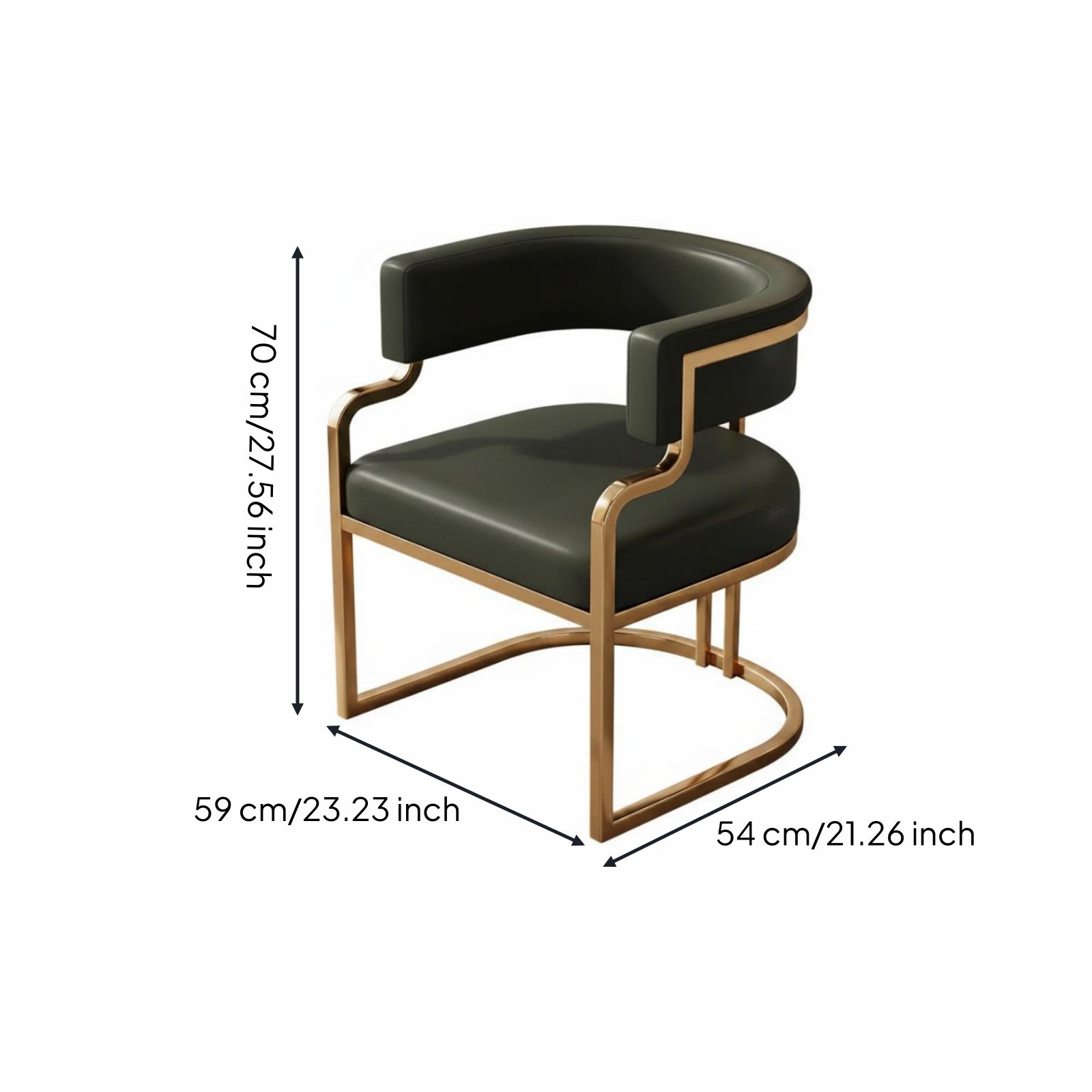 Comfortable Minimalist Salon Chair Soft Upholstery Modern Gold Frame Chair Ergonomic Design Upholstered Armchair Easy to Clean for Reception Area, Negotiation Room