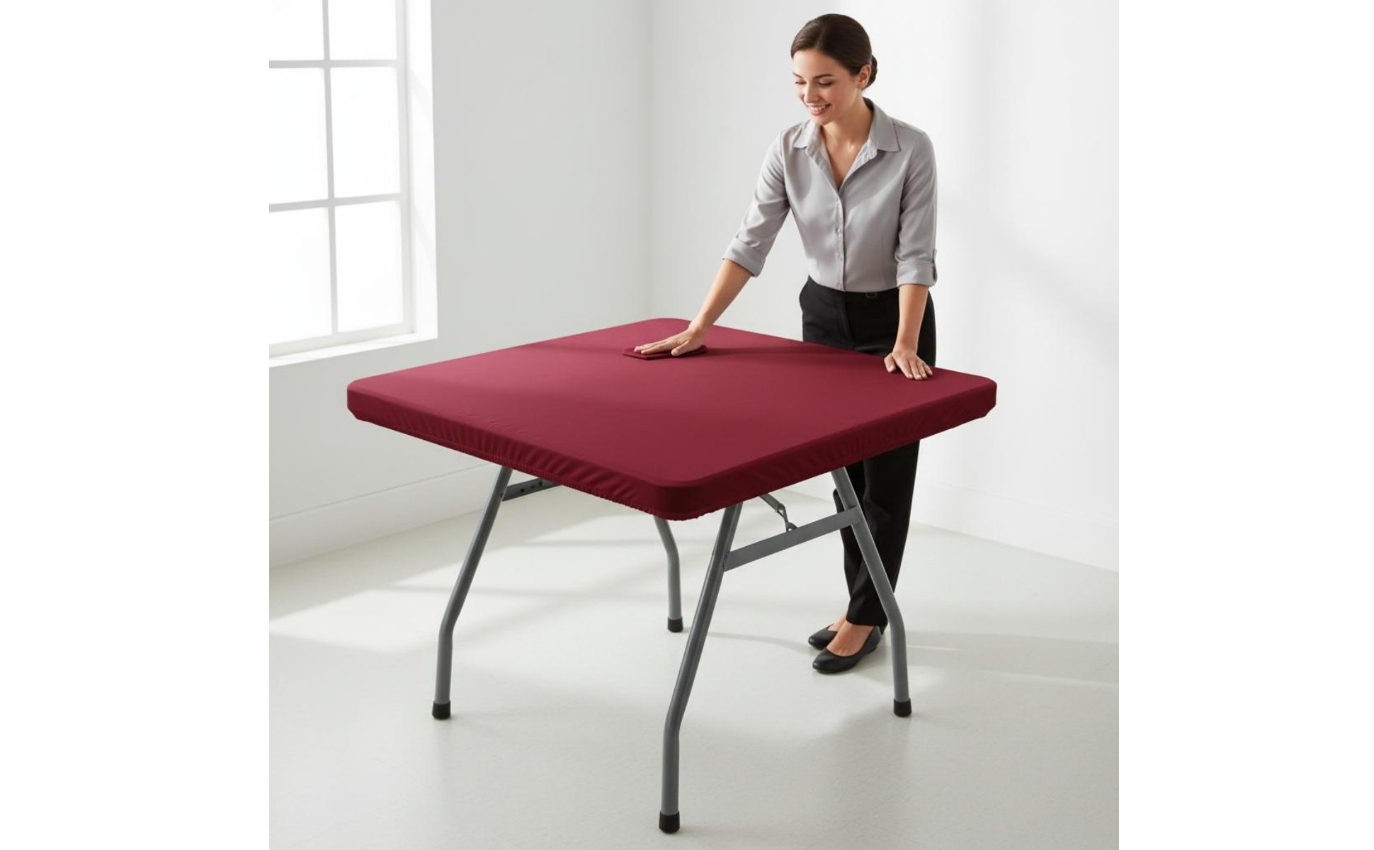 Quadratische Spanntischdecke leicht zu reinigen stretch Tischhusse quadratisch