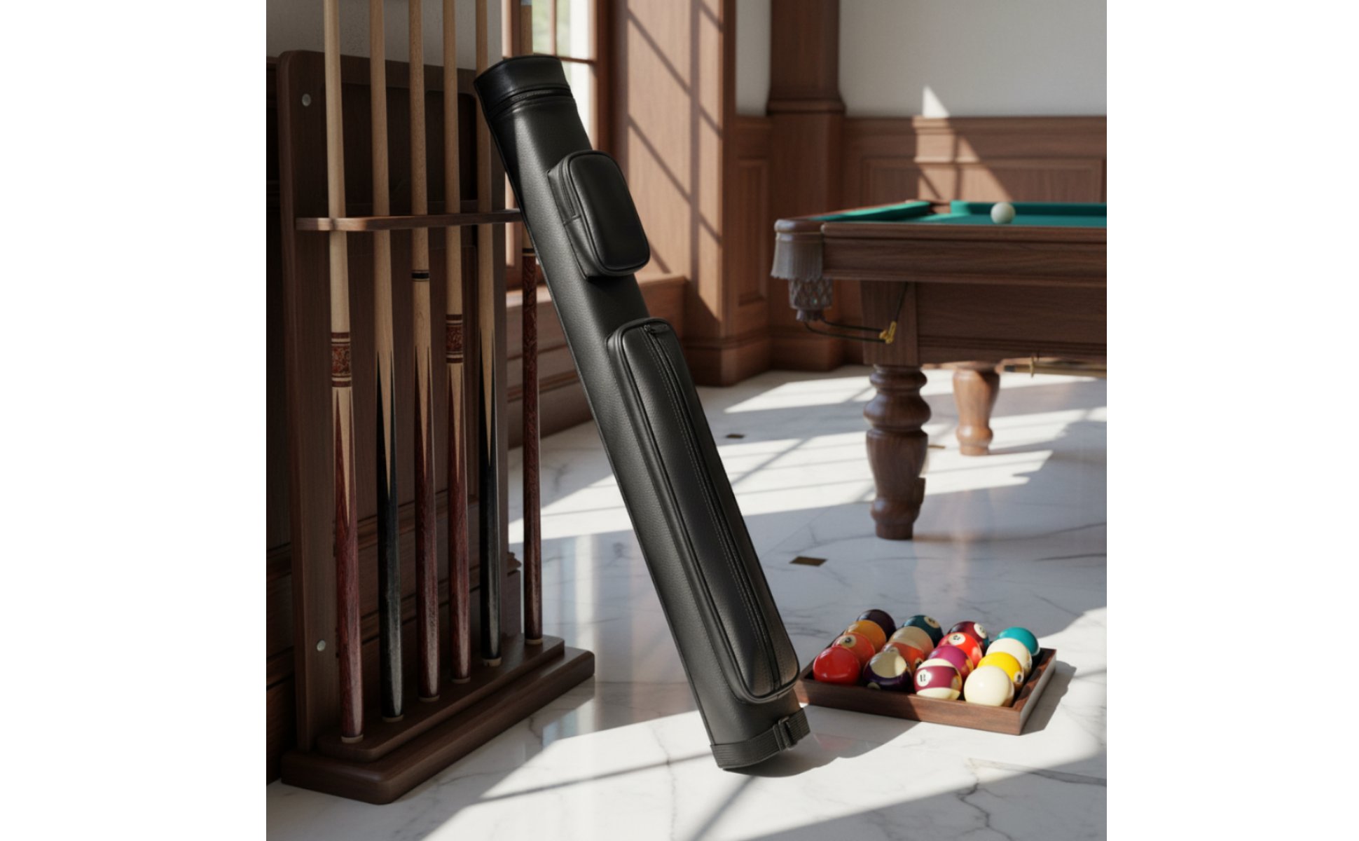 4-Hole Cue Case Lightweight Half Cue Tube Zippered Pocket for Tournament