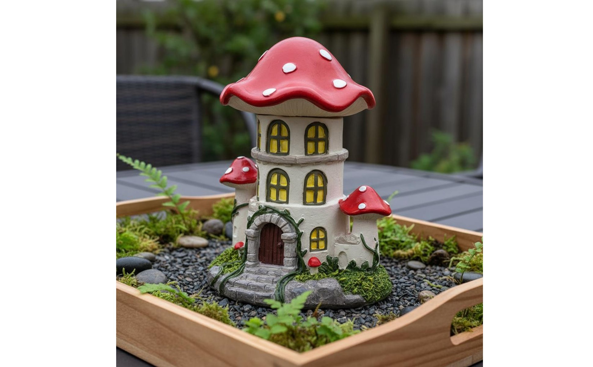 Toadstool House Figurine Cute Resin Toadstool Figurine Colorful for Garden