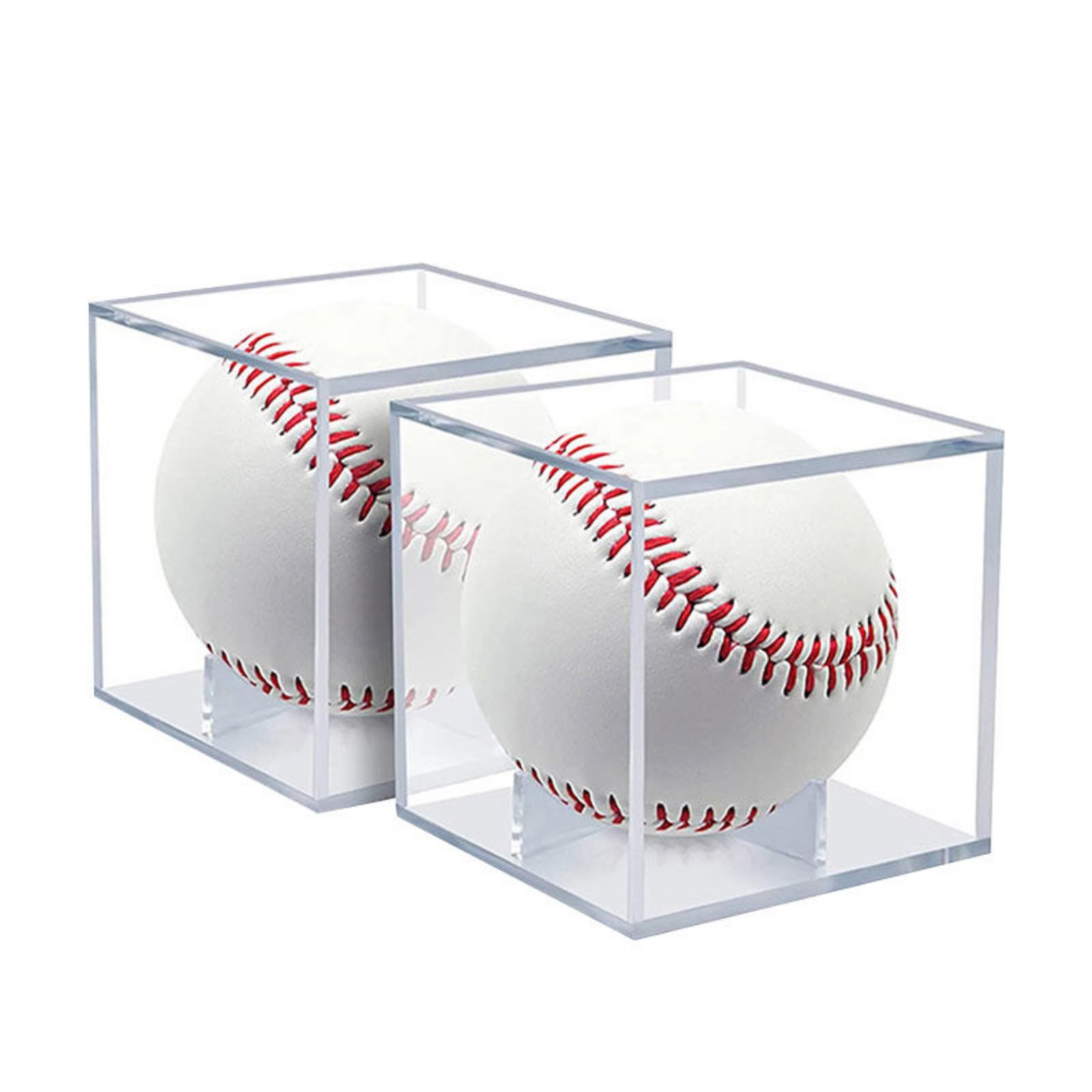 Transparent Acrylic Display Box Easy to Assemble Clear Ball Box Stackable Acrylic Display Case for Collectors, Desk