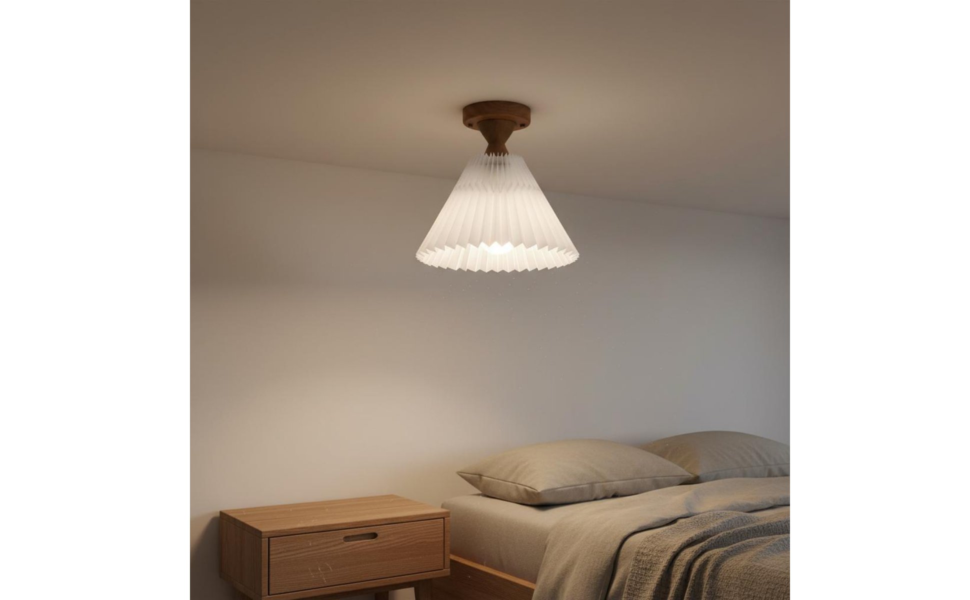 Semi-Flush Mount Light Nordic Design Pleated Ceiling Light for Bedroom, Hallway