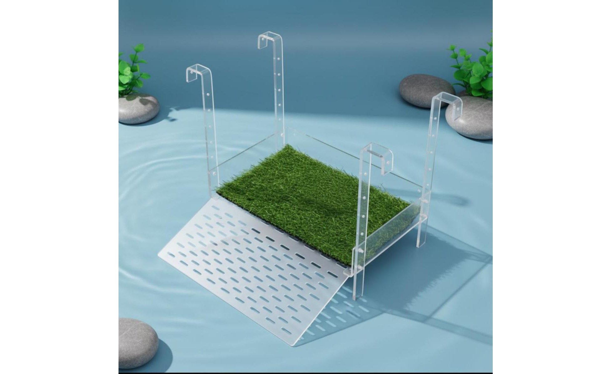 Adjustable Turtle Climbing Dock Non-Slip Turf Acrylic Turtle Basking Platform