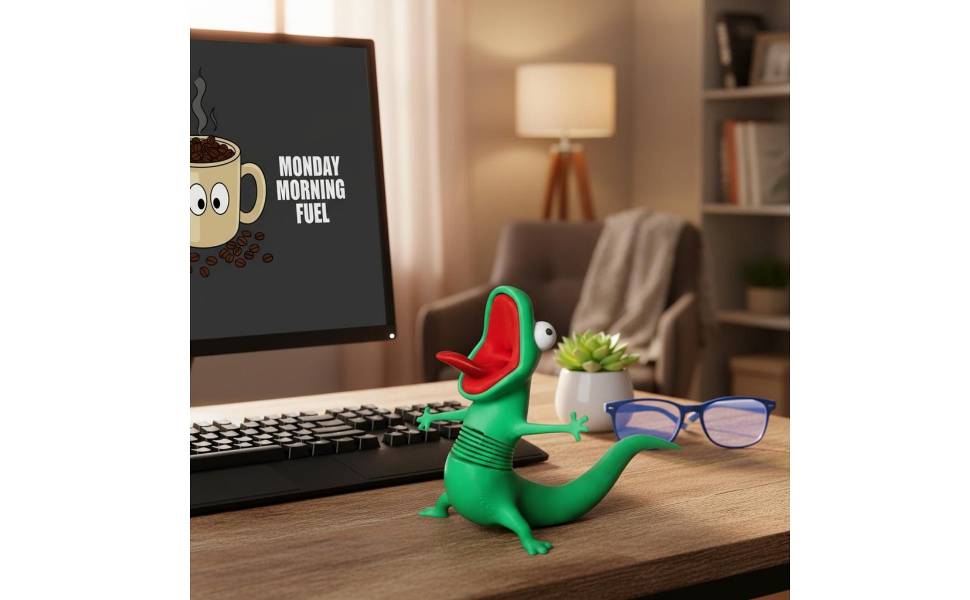 Wobble Lizard Figurine Meme Design Spring Lizard Toy Small Size for Office