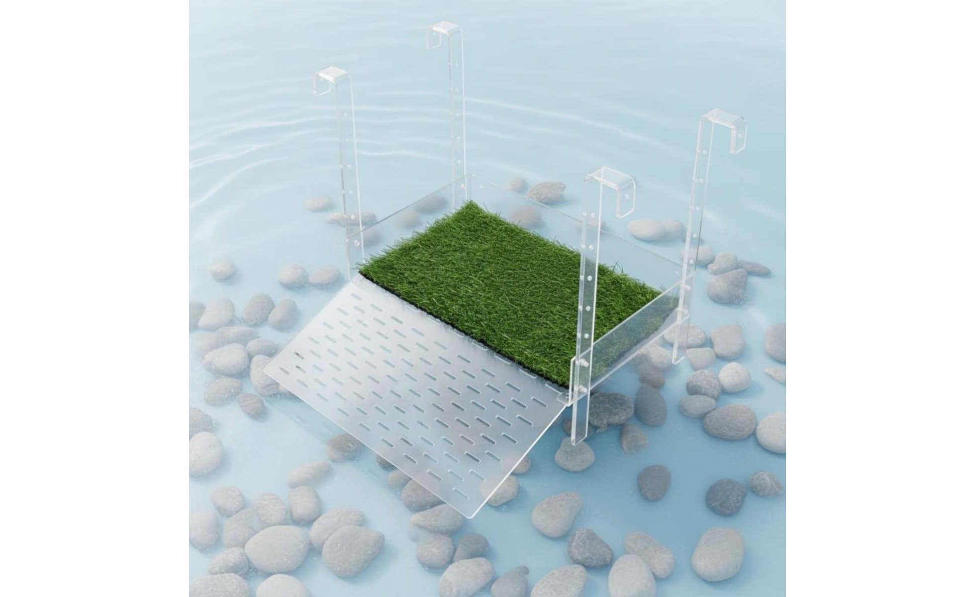 Adjustable Turtle Climbing Dock Non-Slip Turf Acrylic Turtle Basking Platform