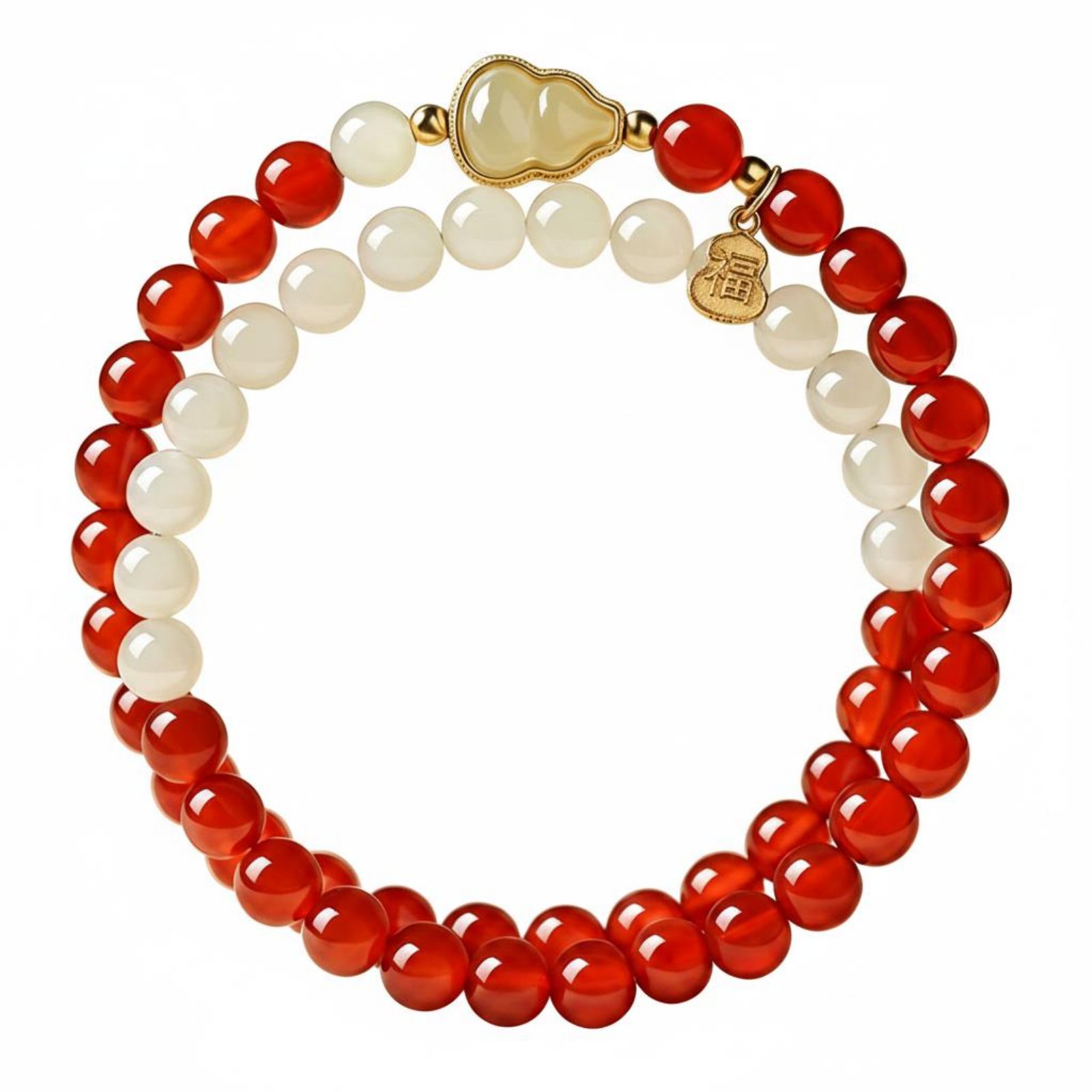 New Chinese Design Red Agate Bracelet Good Luck Jade Gourd Bracelet Protection for Girlfriend, Birthday