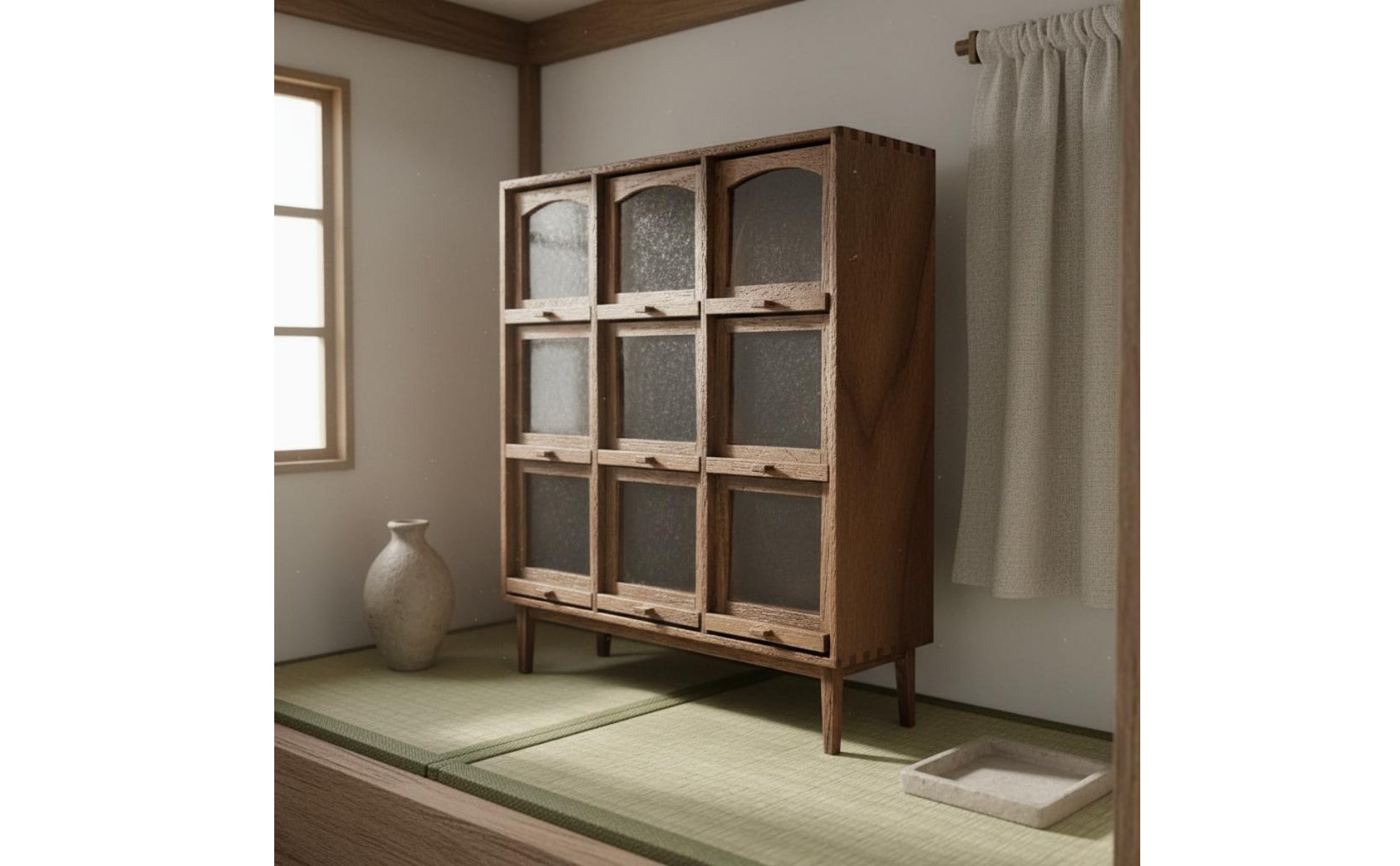 Meuble de Rangement Miniature Design Esthétique Rustique pour Scène Miniature
