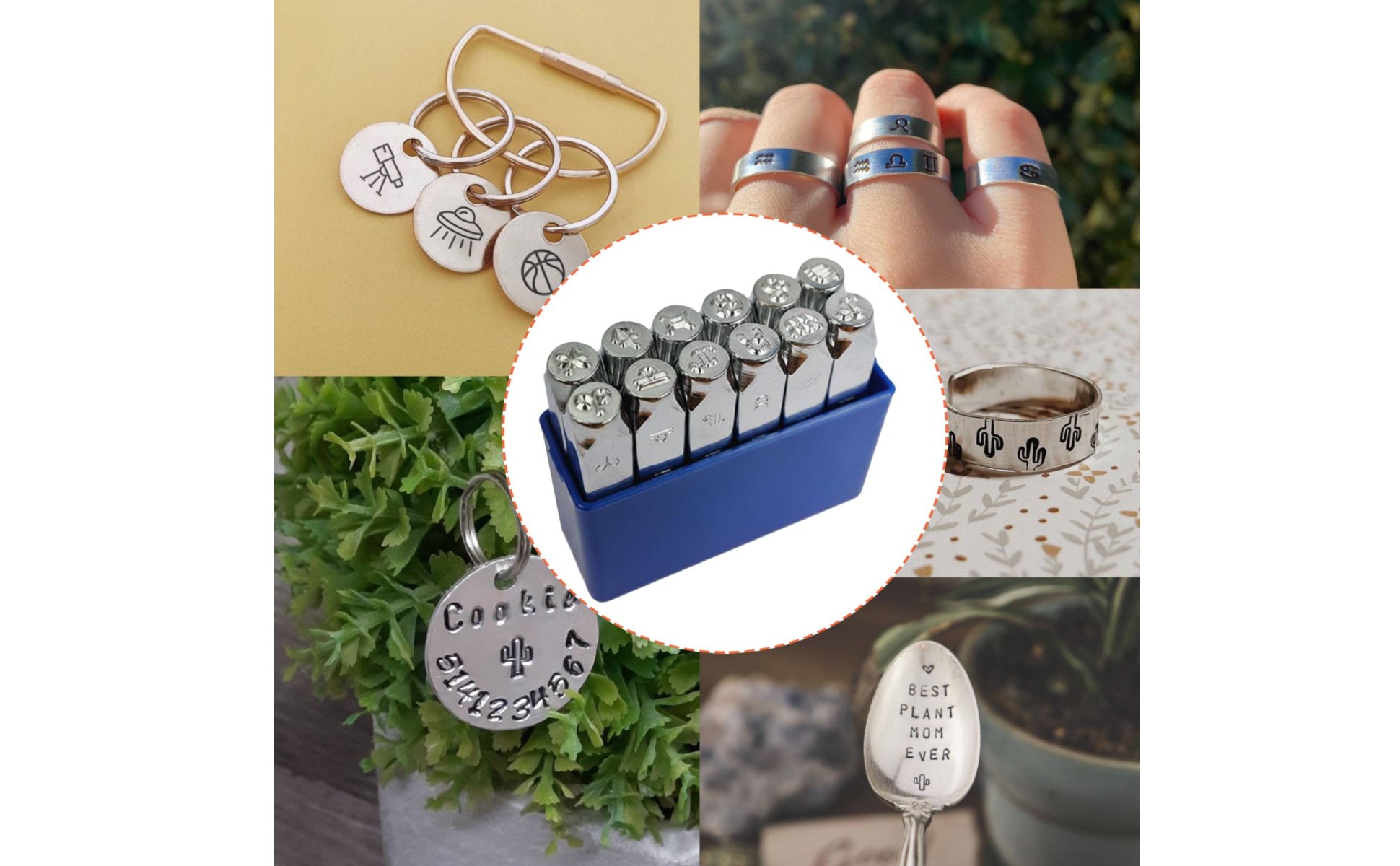 12 Pieces Astrological Punch Set Chrome Plated Symbol Stamping Tool High