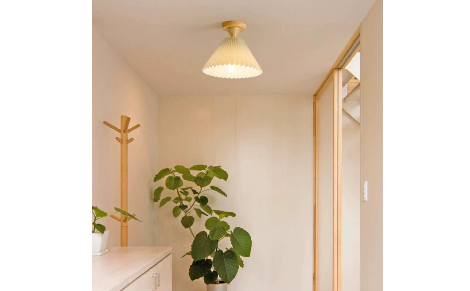 Semi-Flush Mount Light Nordic Design Pleated Ceiling Light for Bedroom, Hallway