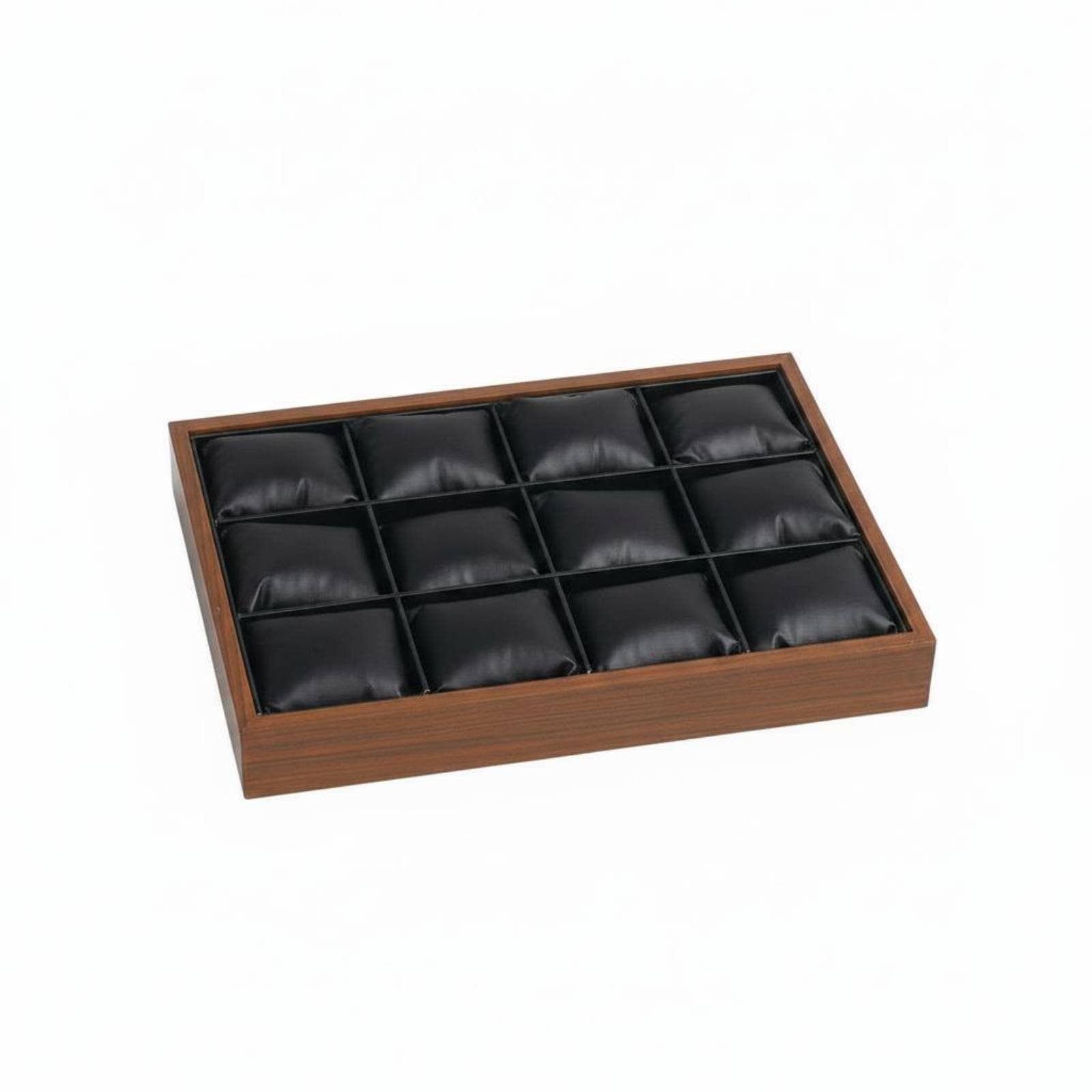 Watch Box with 12 Slots Wooden Jewelry Bangle Display Tray  Padded Organizer for Collectors, Tabletop
