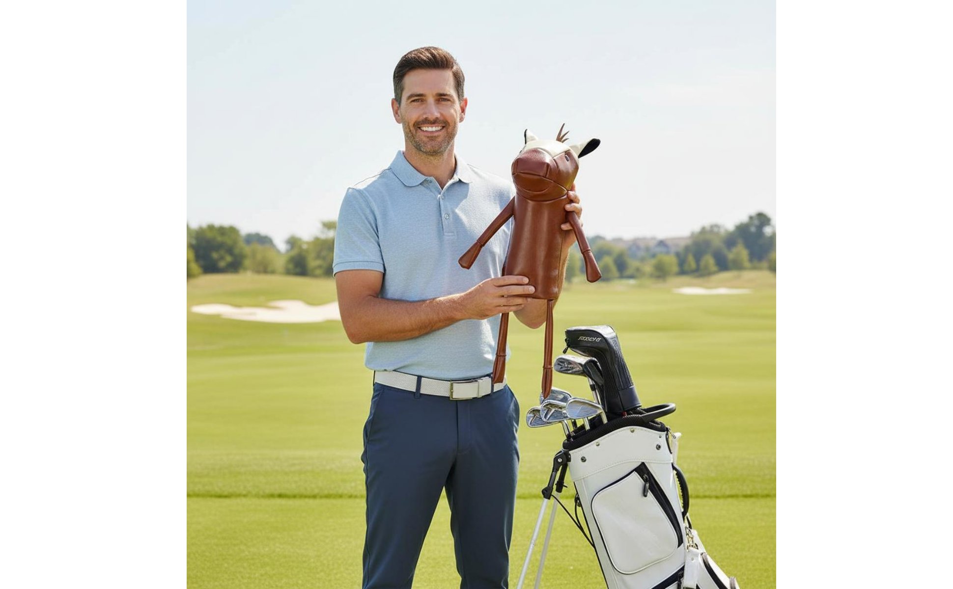 Horse Headcover PU Leather Wood Club Headcover Shielding for Golfers