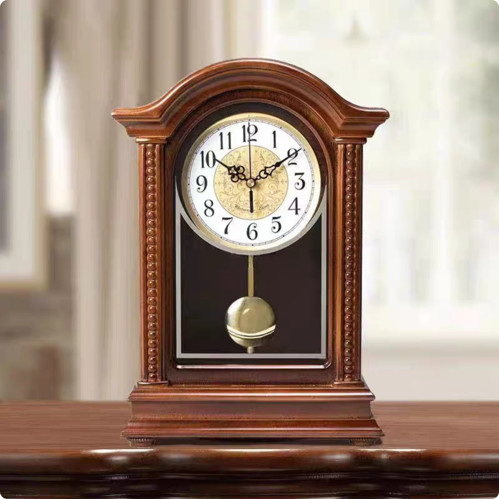 Wooden Pendulum Timepiece Battery Powered Pendulum Desk Timepiece Non Ticking