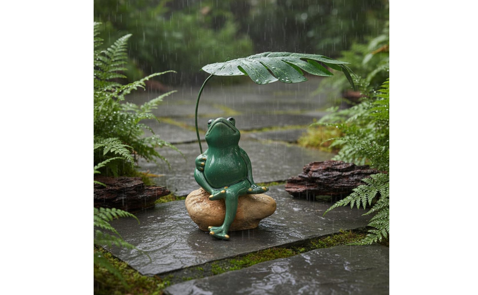 Umbrella Frog Figurine Tea Pet Frog Ornament Gift Idea for Balcony