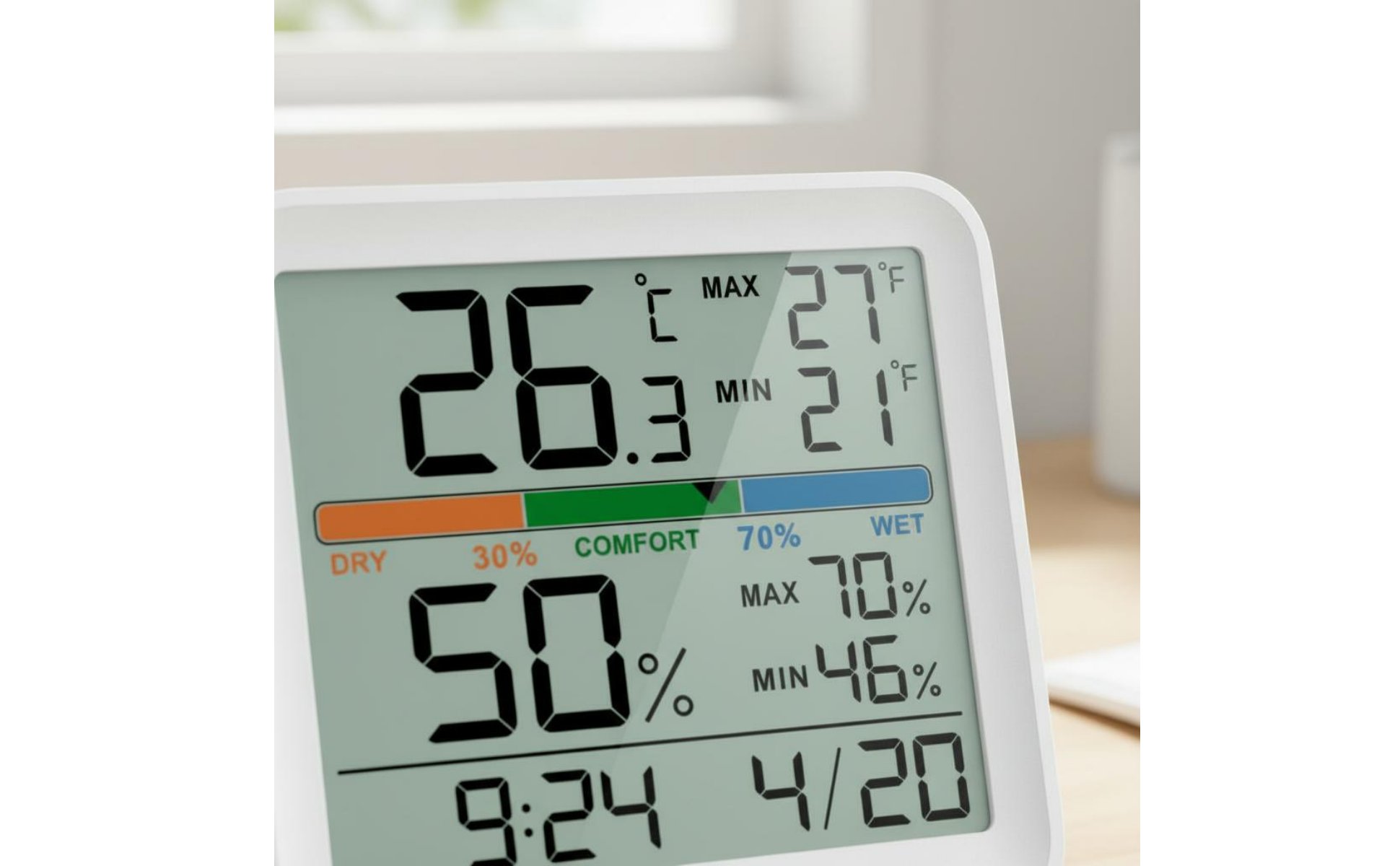 Indoor Thermometer Hygrometer Timepiece Color Screen