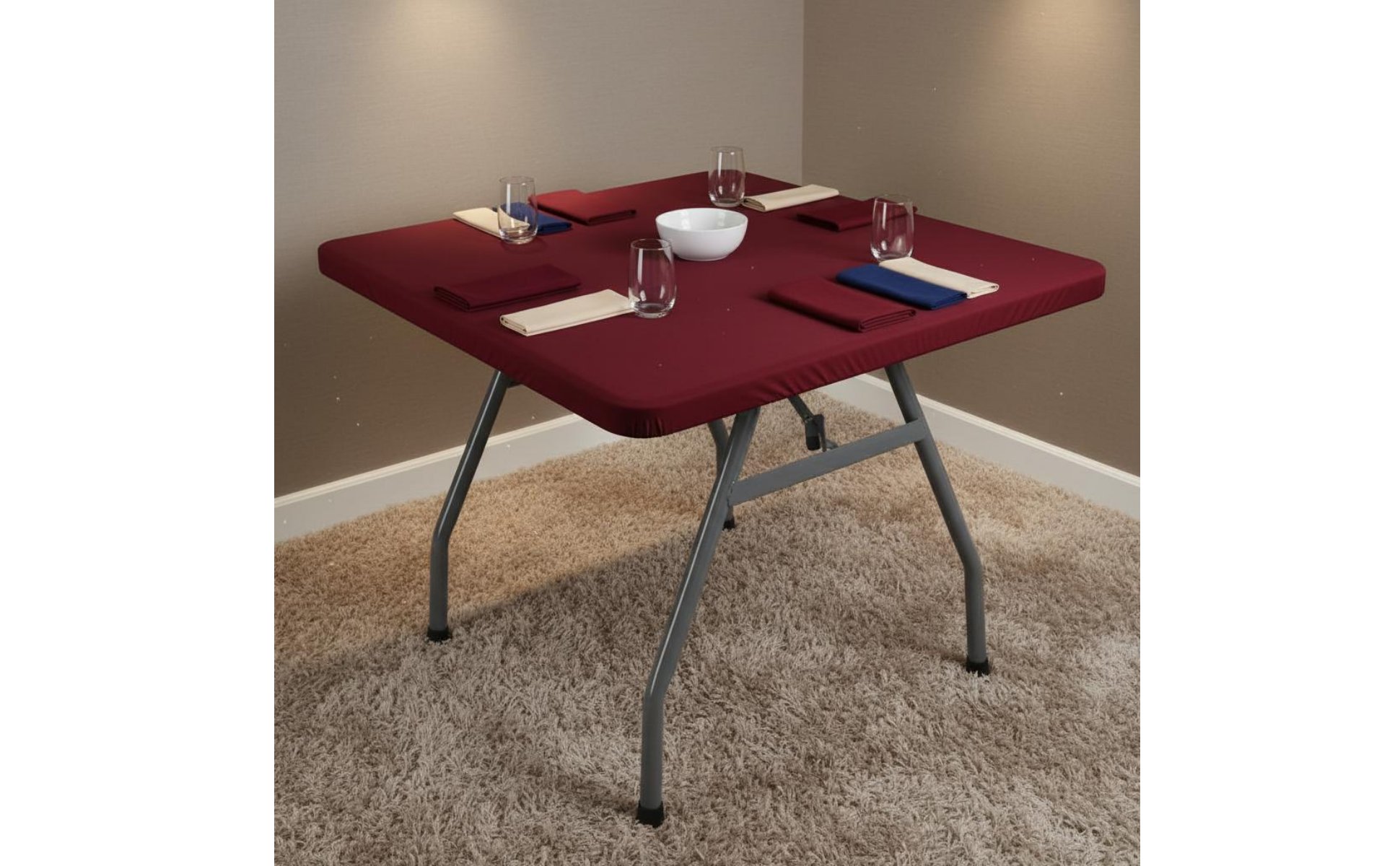 Quadratische Spanntischdecke leicht zu reinigen stretch Tischhusse quadratisch