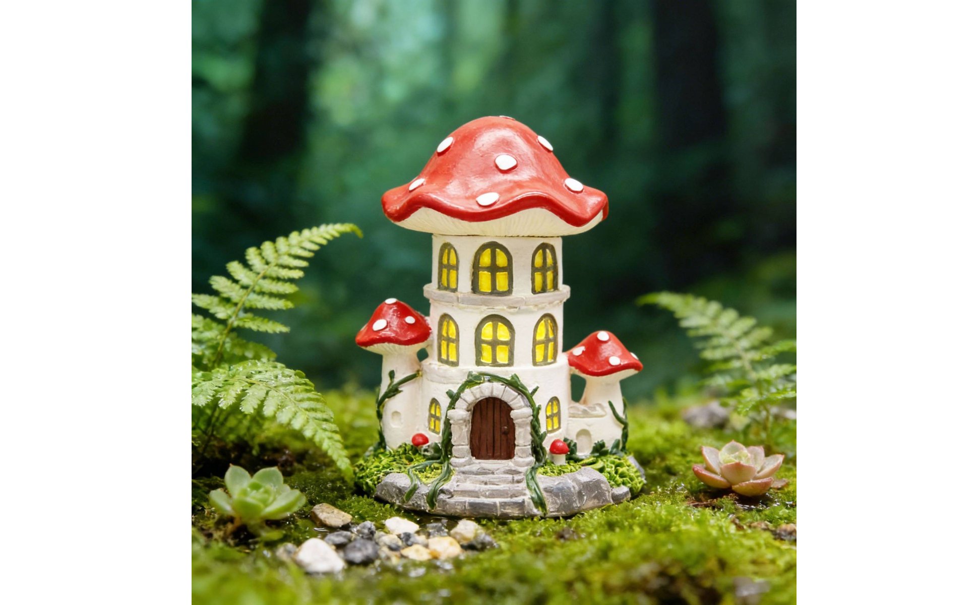 Toadstool House Figurine Cute Resin Toadstool Figurine Colorful for Garden