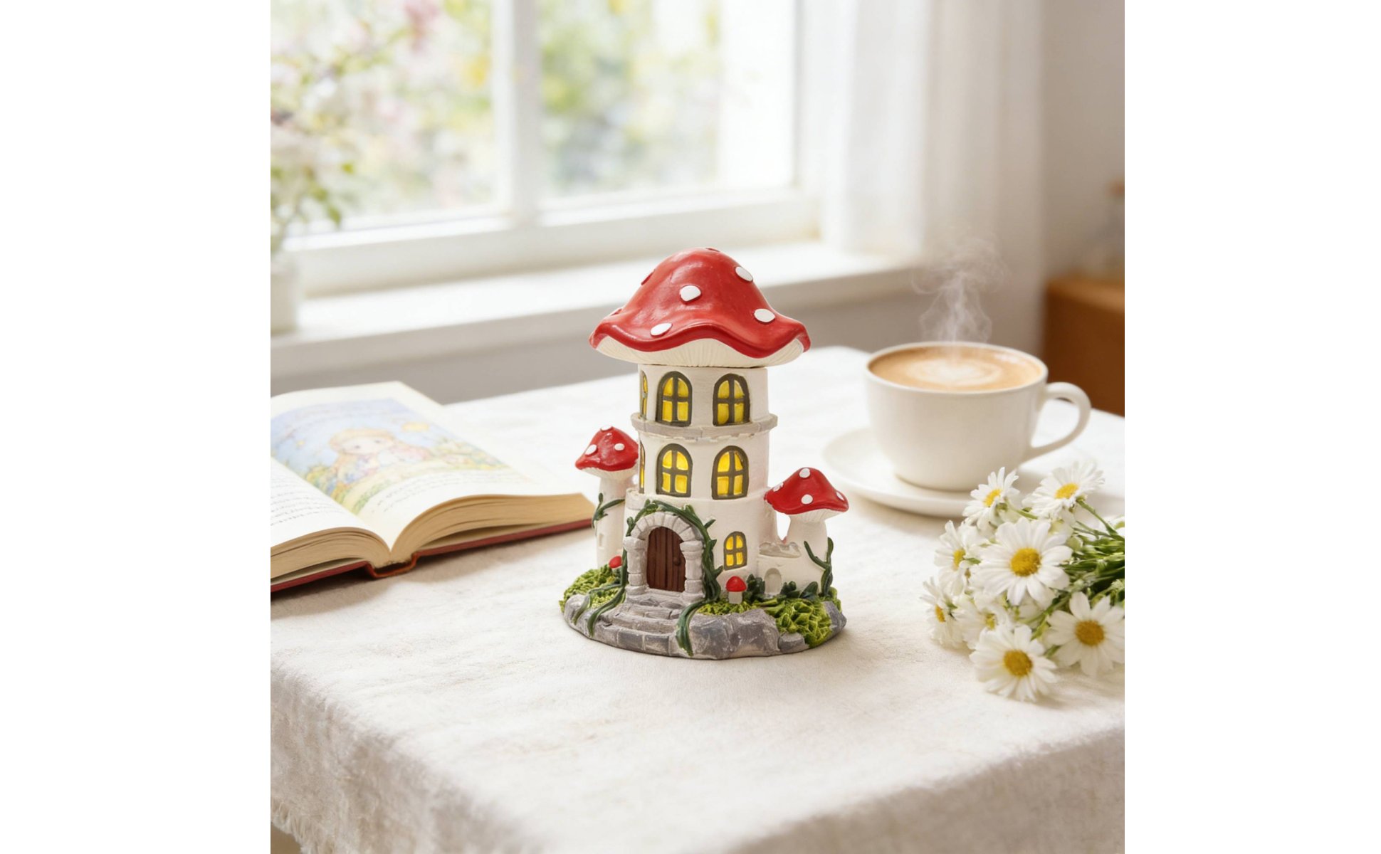Toadstool House Figurine Cute Resin Toadstool Figurine Colorful for Garden