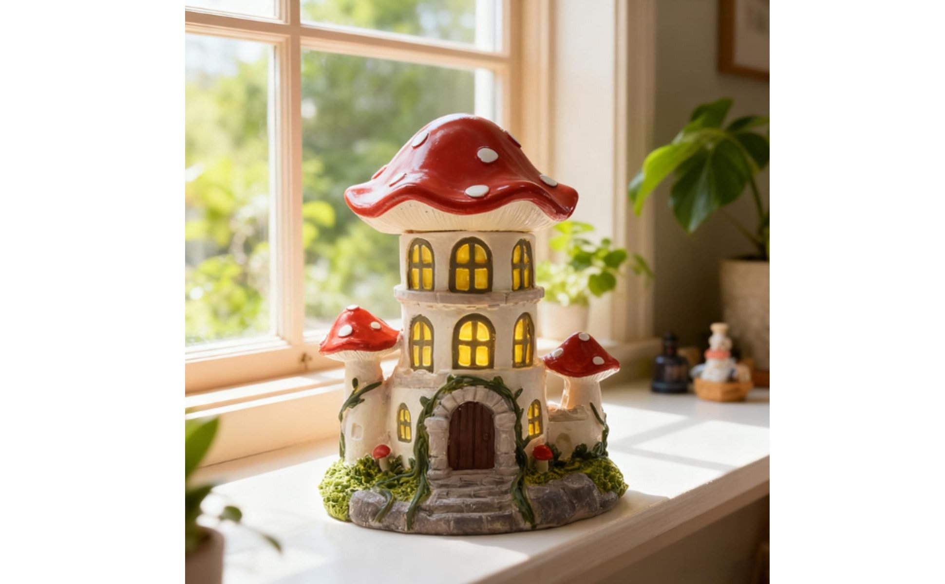 Toadstool House Figurine Cute Resin Toadstool Figurine Colorful for Garden