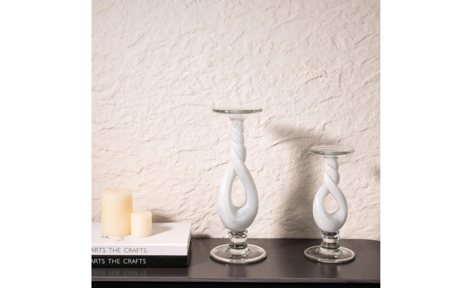 2 Pieces Art Glass Candle Holder Artistic Glass Candle Holder Romantic