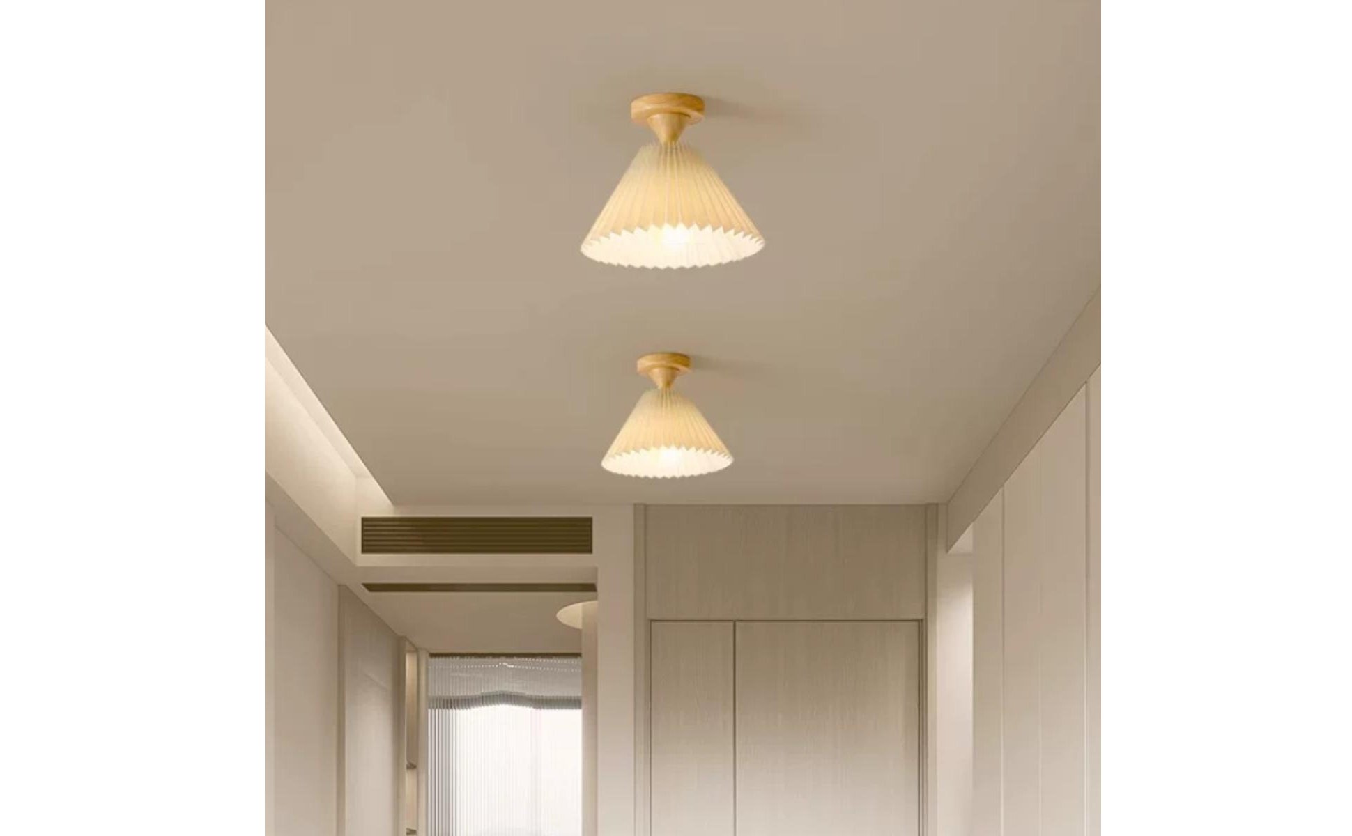 Semi-Flush Mount Light Nordic Design Pleated Ceiling Light for Bedroom, Hallway